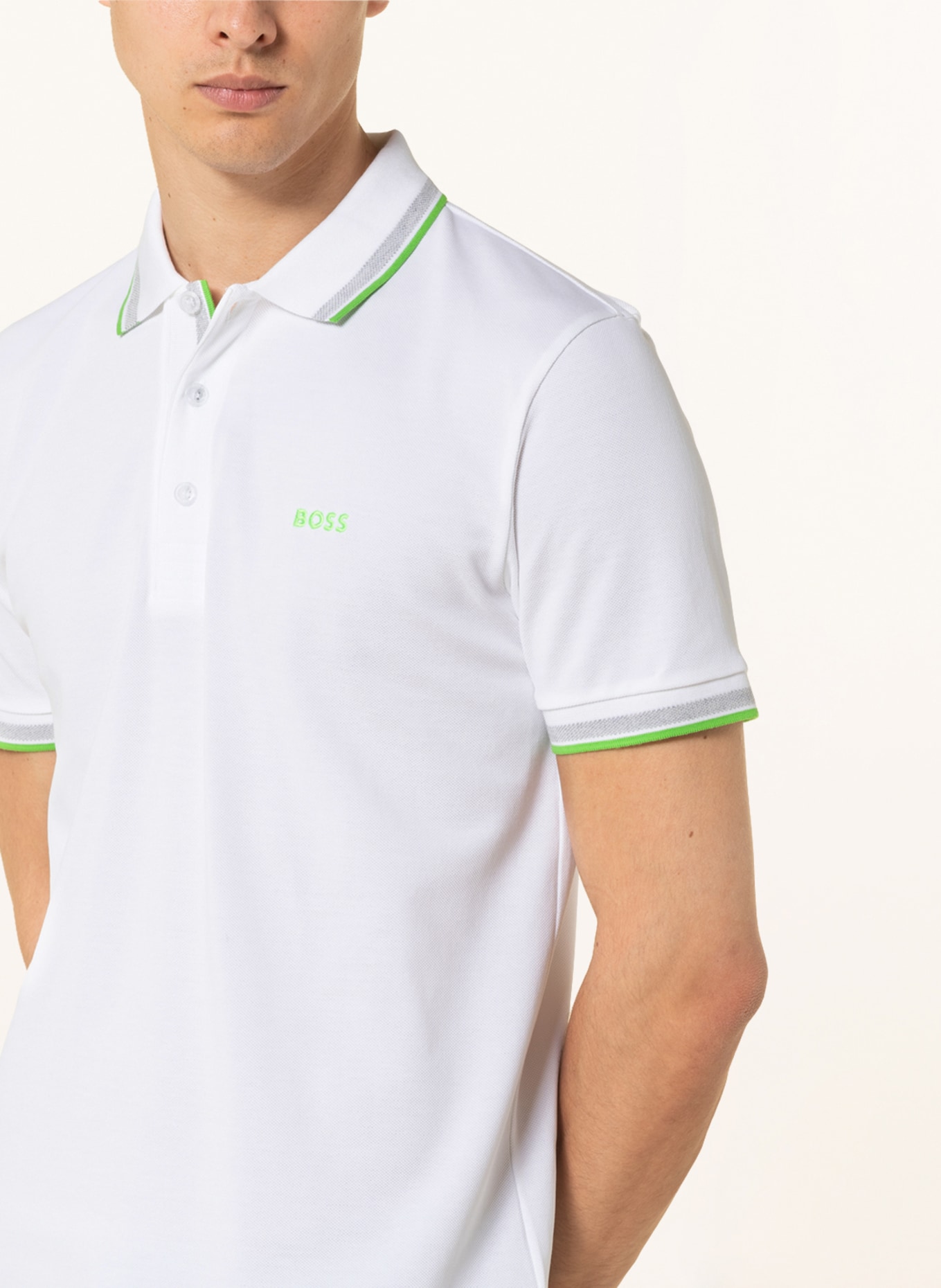 BOSS Piqué-Poloshirt PADDY CURVED Regular Fit, Farbe: WEISS (Bild 4)