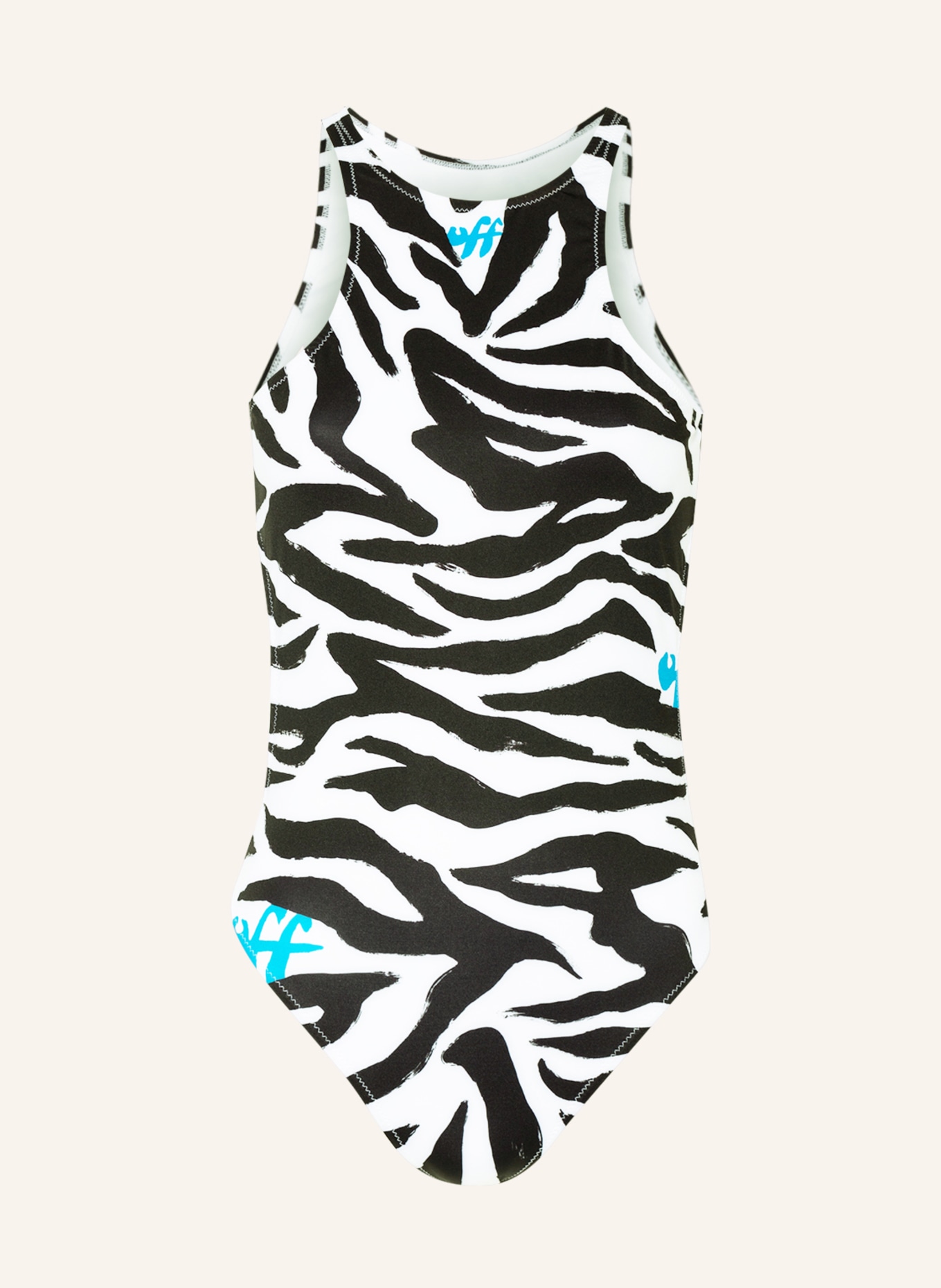 Off-White High-Neck-Badeanzug, Farbe: SCHWARZ/ WEISS (Bild 1)