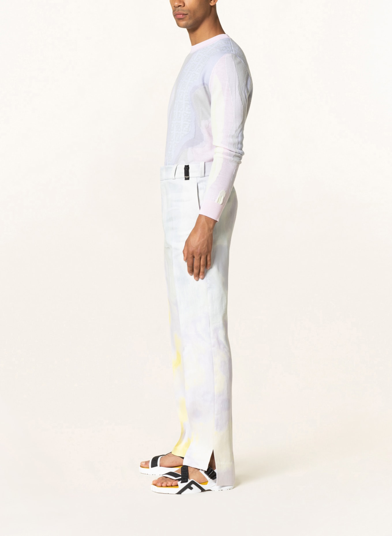 FENDI Spodnie regular fit z lnem, Kolor: F1D81 SUNRISE (Obrazek 4)