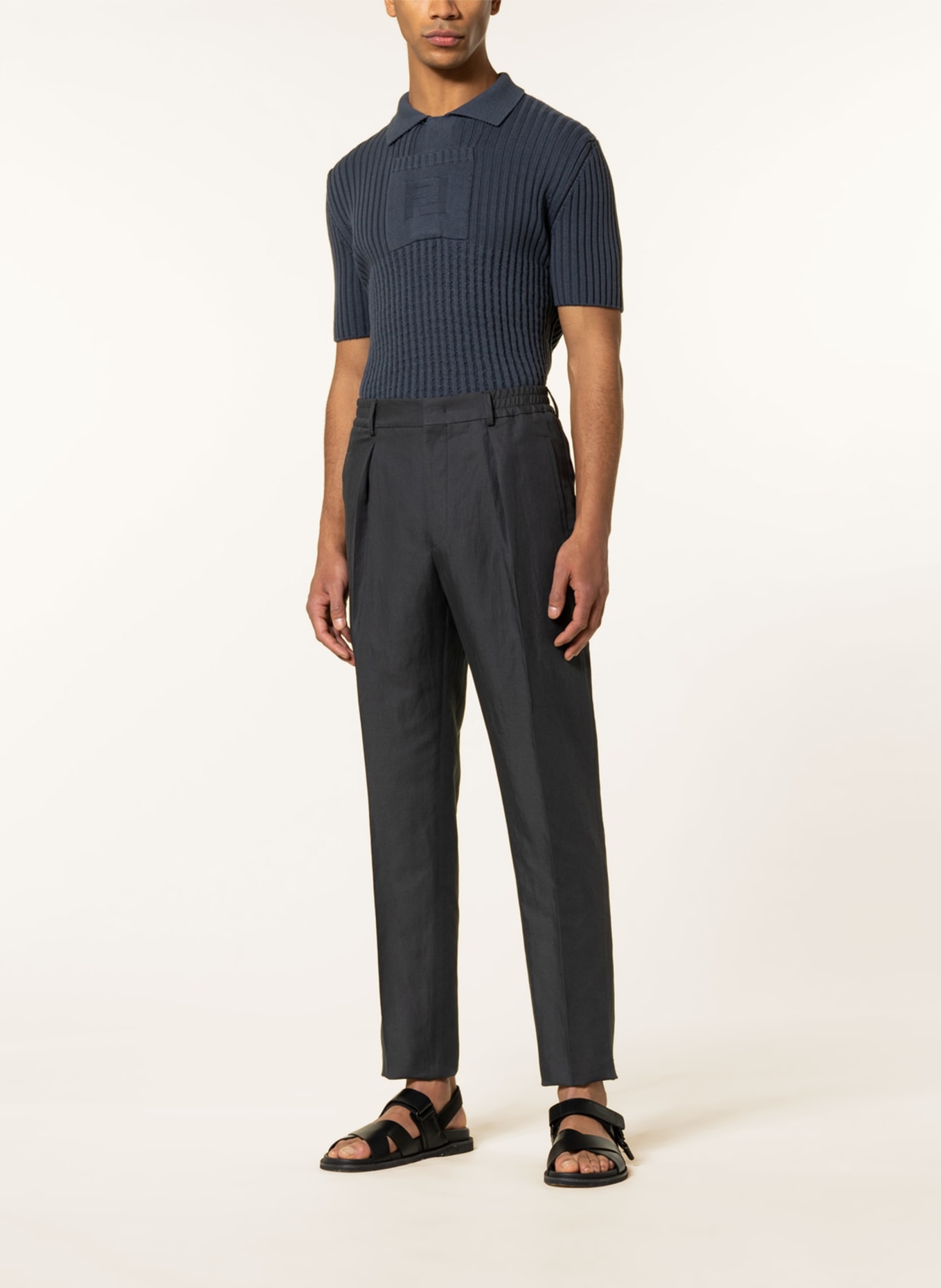 FENDI Kalhoty ke kombinování s příměsí lnu, Regular Fit , Barva: TMAVĚ ŠEDÁ (Obrázek 3)