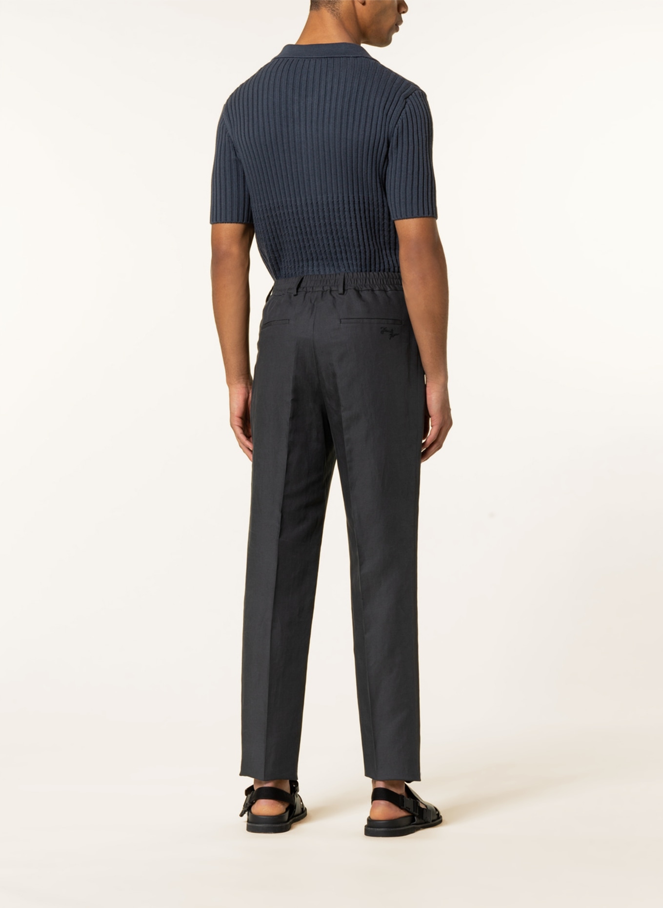 FENDI Kalhoty ke kombinování s příměsí lnu, Regular Fit , Barva: TMAVĚ ŠEDÁ (Obrázek 4)
