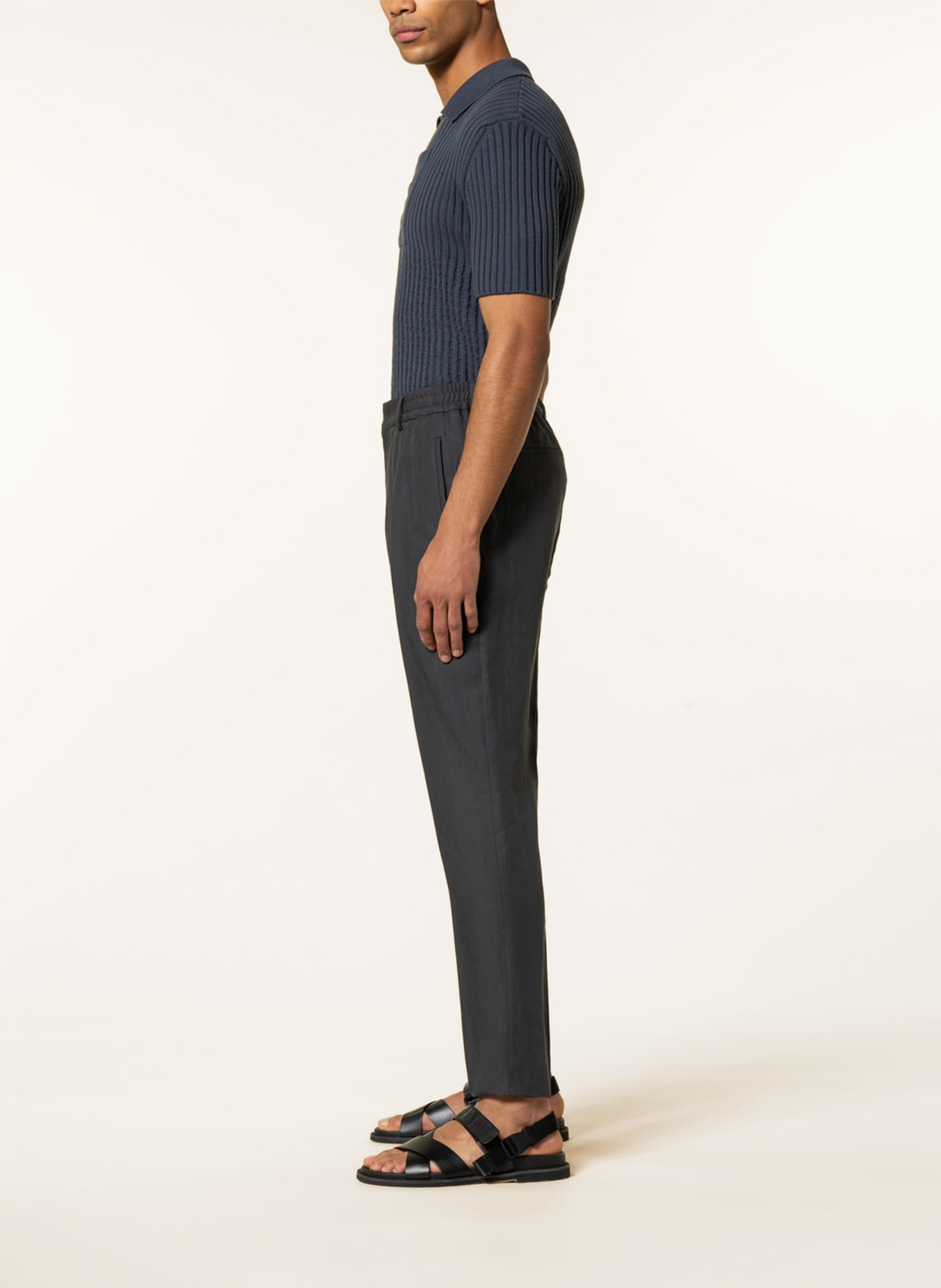 FENDI Spodnie z lnem regular fit , Kolor: CZIEMNOSZARY (Obrazek 5)