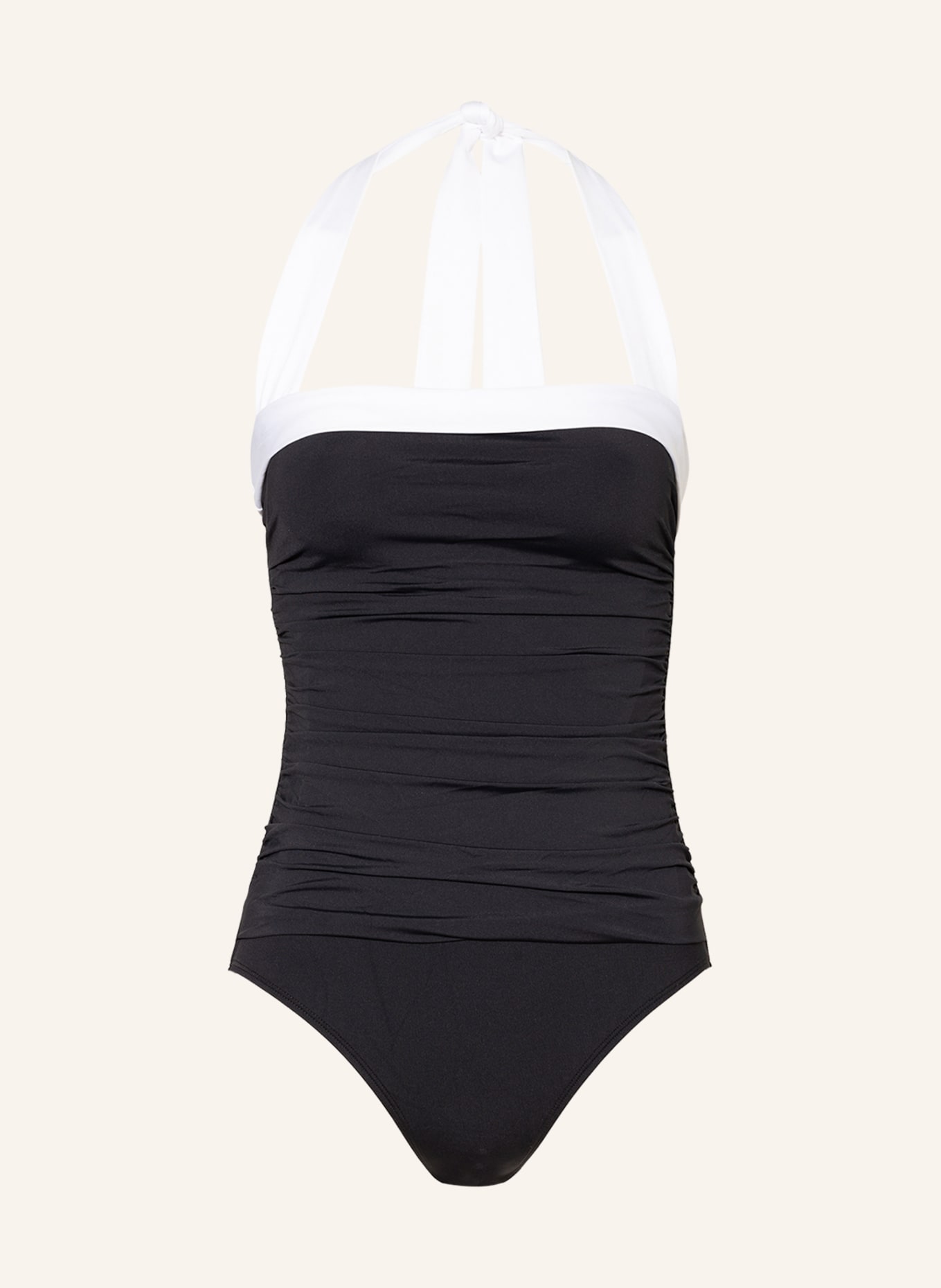 LAUREN RALPH LAUREN Halter neck swimsuit BEL AIR , Color: BLACK/ WHITE (Image 1)