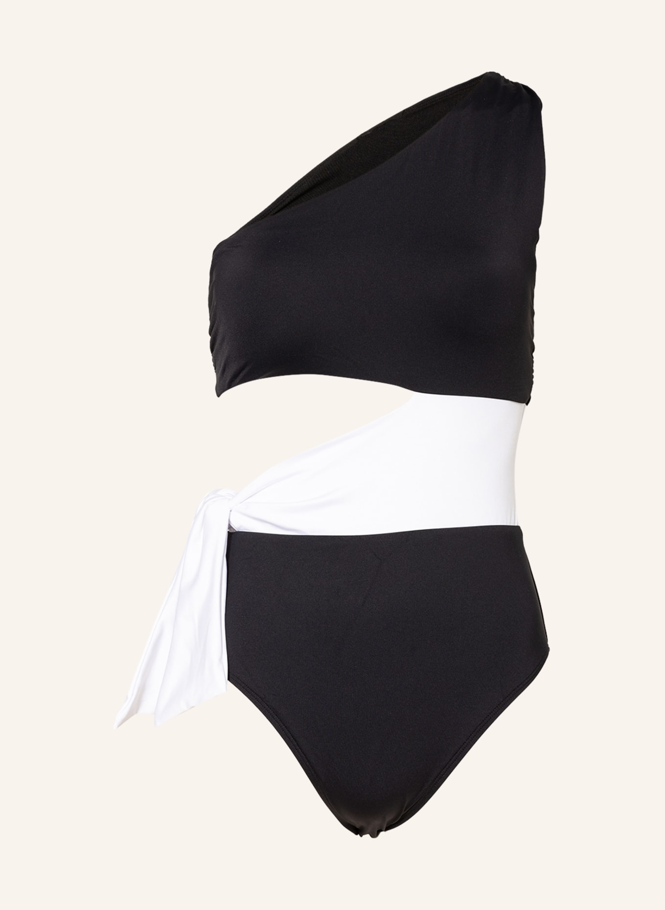 LAUREN RALPH LAUREN One-shoulder swimsuit BEL AIR, Color: BLACK/ WHITE (Image 1)