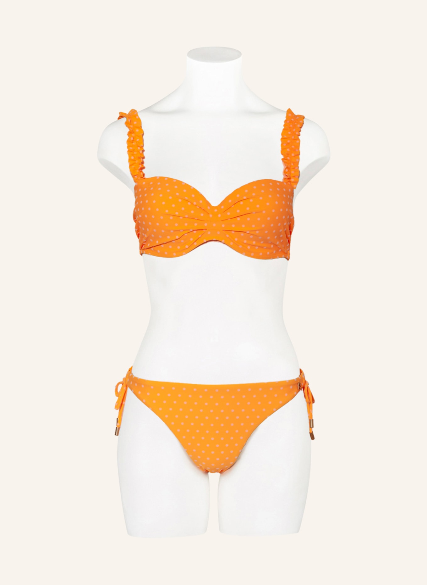 BEACHLIFE Bandeau bikini top VELVET DOT, Color: LIGHT ORANGE/ WHITE (Image 2)