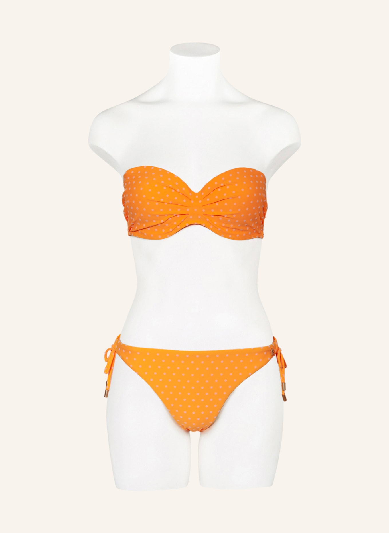 BEACHLIFE Bandeau bikini top VELVET DOT, Color: LIGHT ORANGE/ WHITE (Image 4)