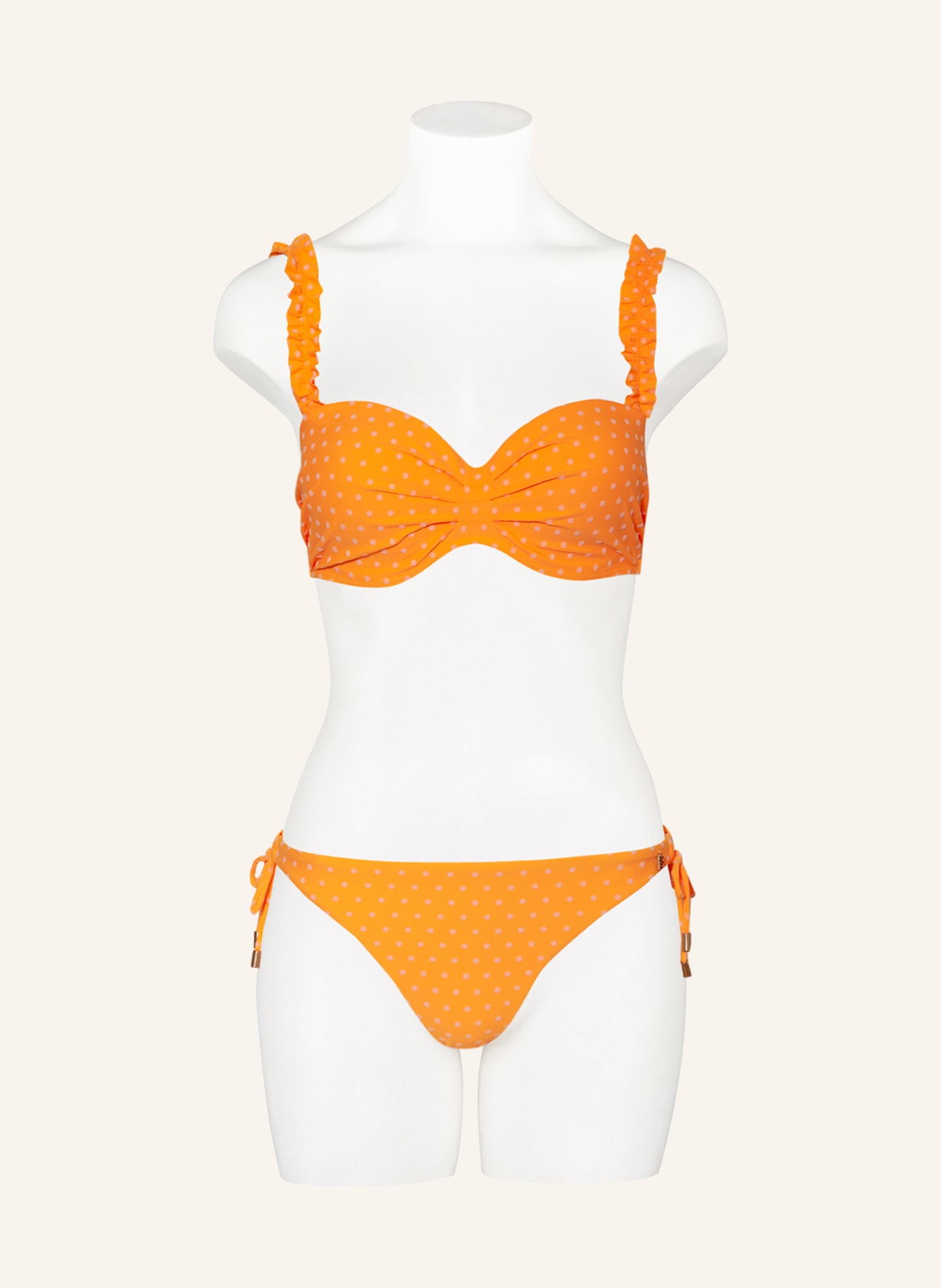 BEACHLIFE Triangle bikini bottoms VELVET DOT, Color: NEON ORANGE/ WHITE (Image 2)