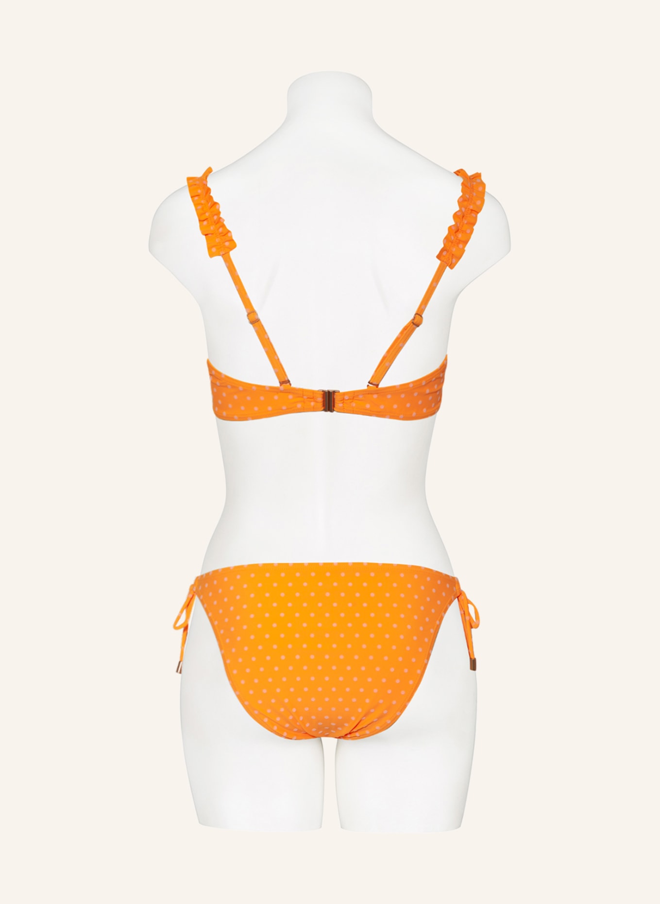 BEACHLIFE Triangle bikini bottoms VELVET DOT, Color: NEON ORANGE/ WHITE (Image 3)