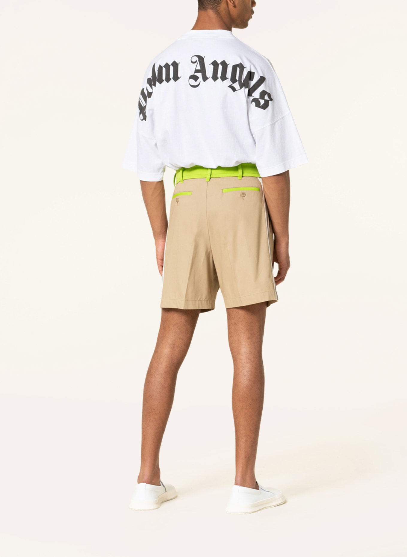 Palm Angels Shorts with tuxedo stripes, Color: BEIGE (Image 3)