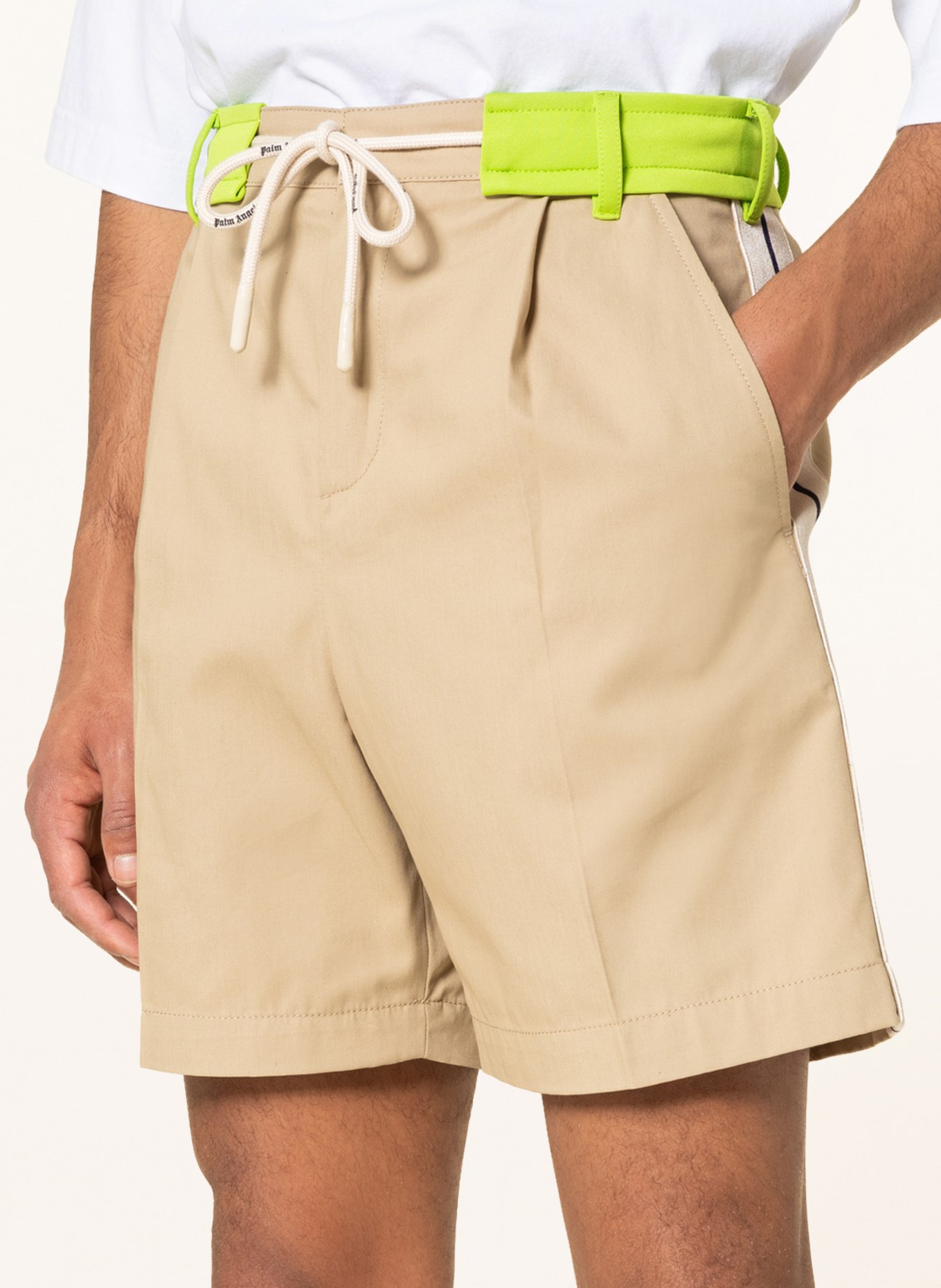 Palm Angels Shorts with tuxedo stripes, Color: BEIGE (Image 5)