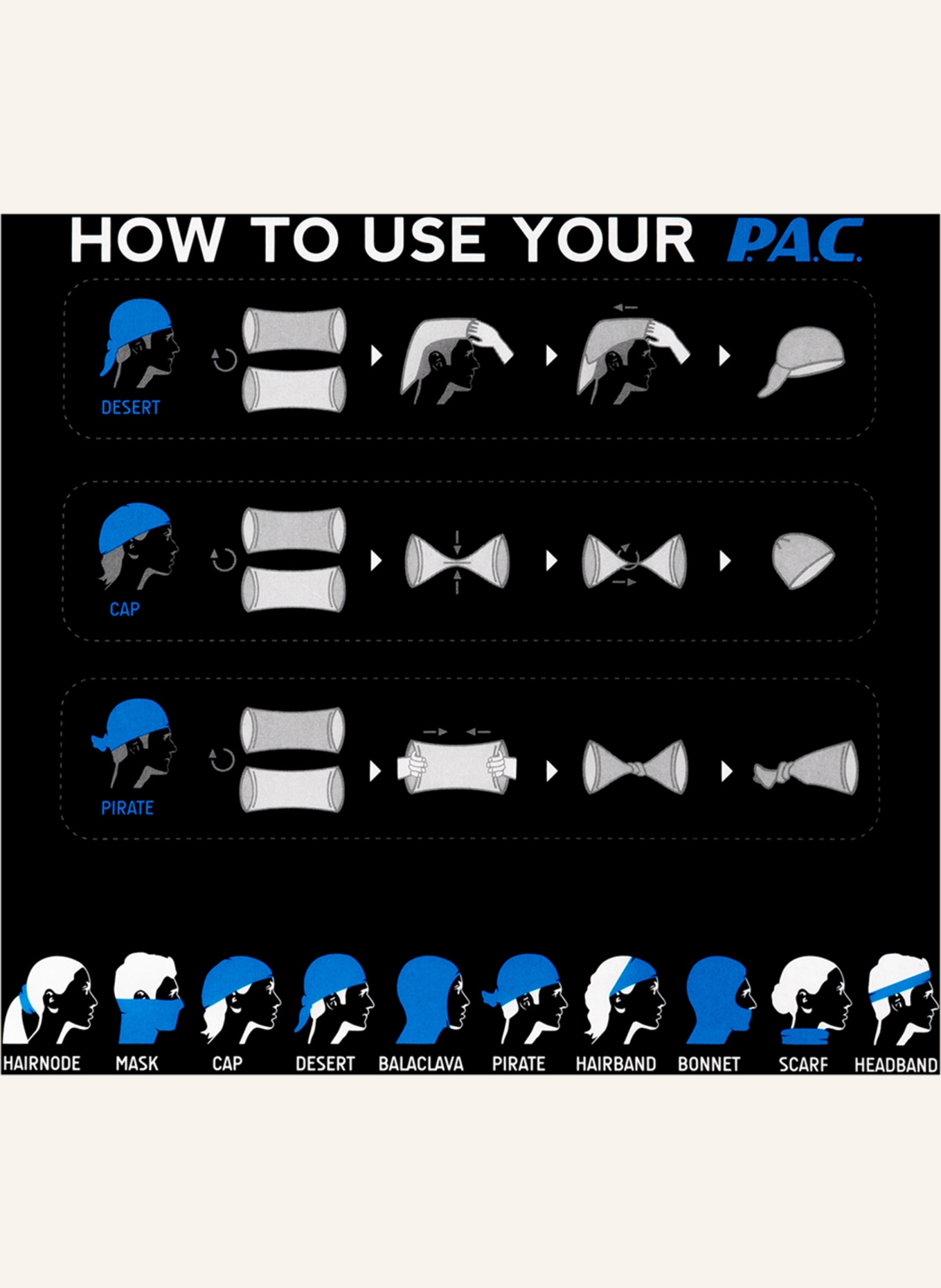 P.A.C. Scarf , Color: BLACK/ DARK BLUE/ LIGHT BLUE (Image 4)