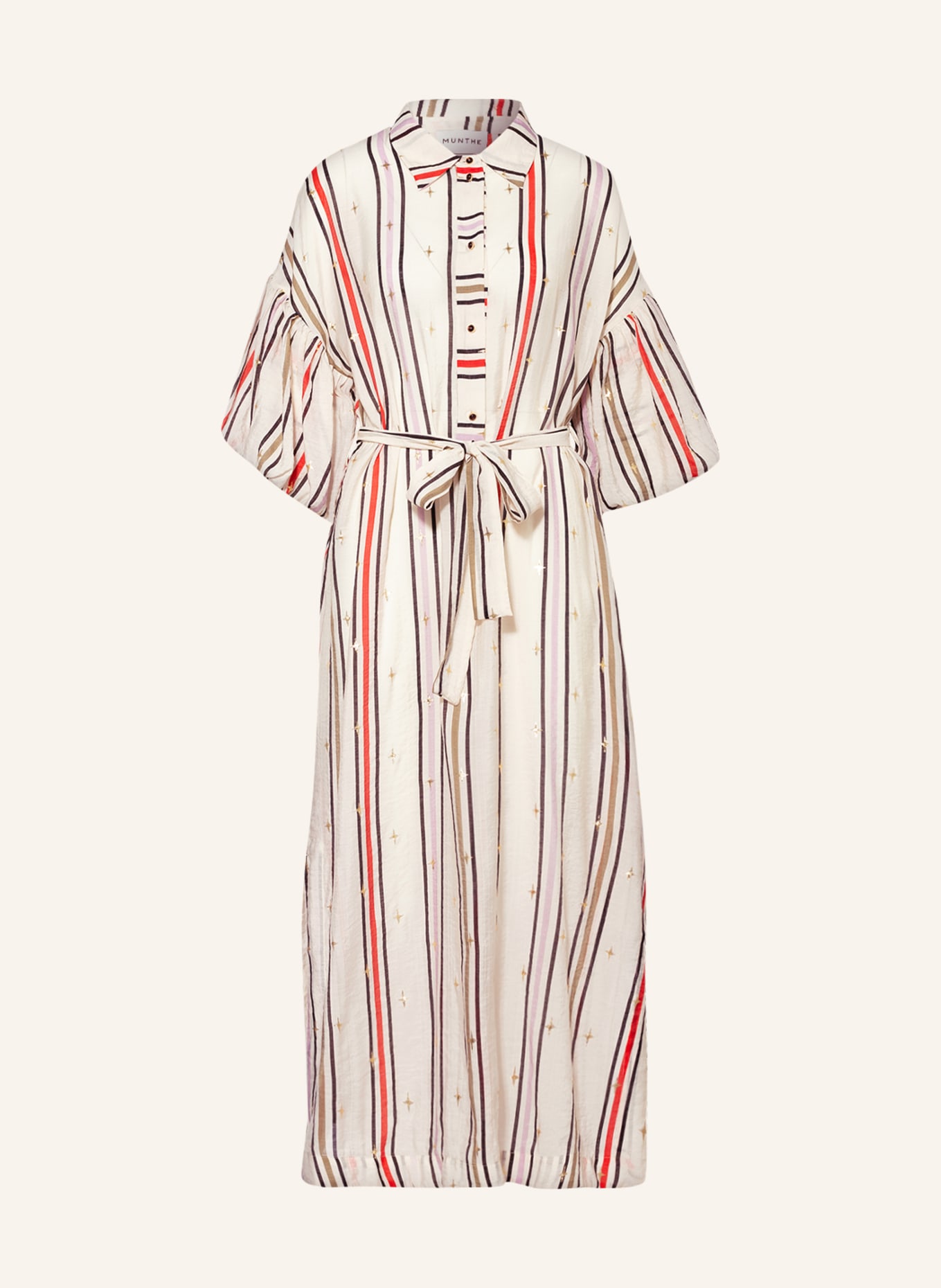 MUNTHE Dress HYDRA, Color: ECRU/ RED/ OLIVE (Image 1)
