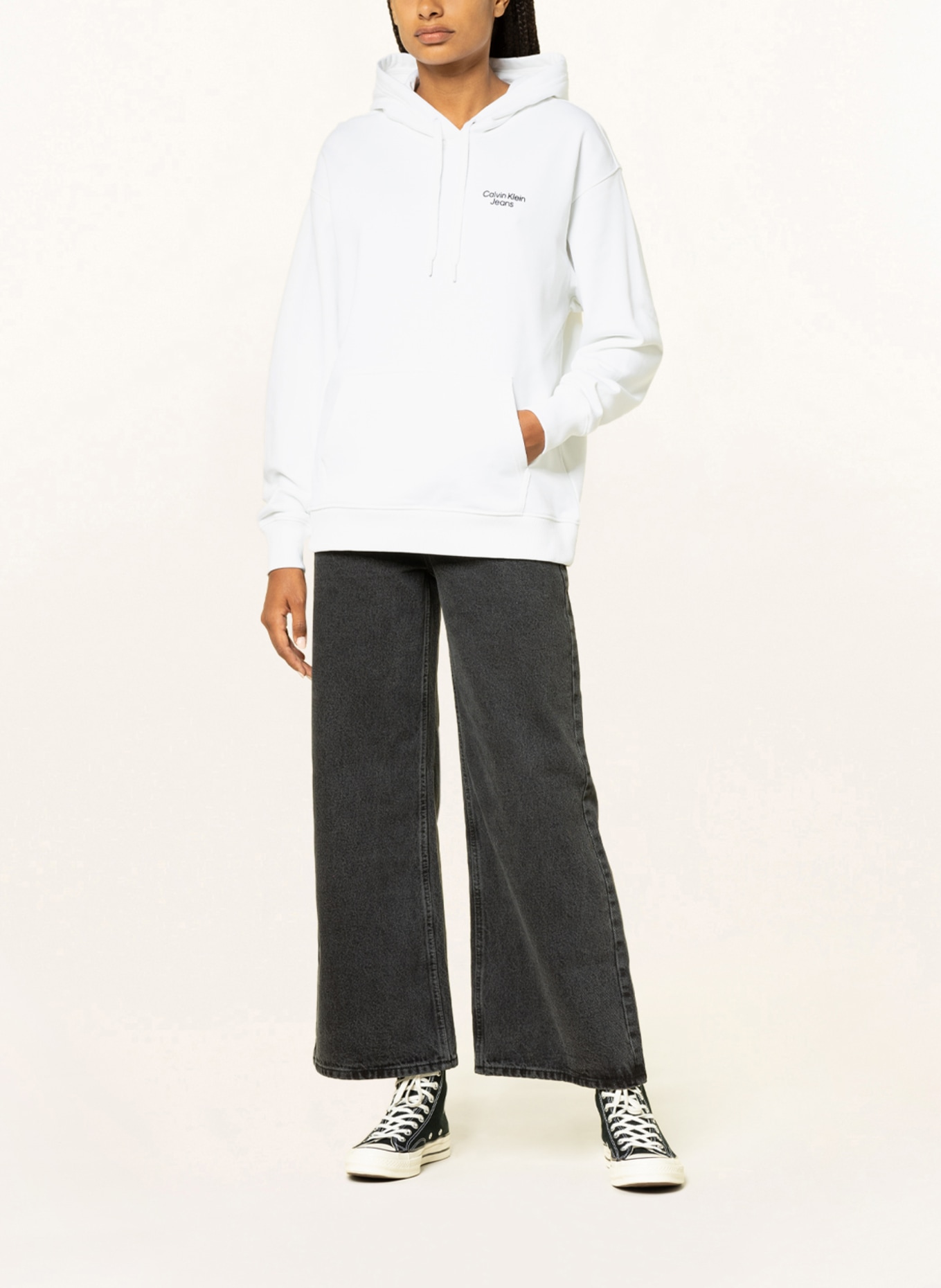 Calvin Klein Jeans Oversized Hoodie , Barva: BÍLÁ/ NEONOVĚ RŮŽOVÁ/ ČERNÁ (Obrázek 2)
