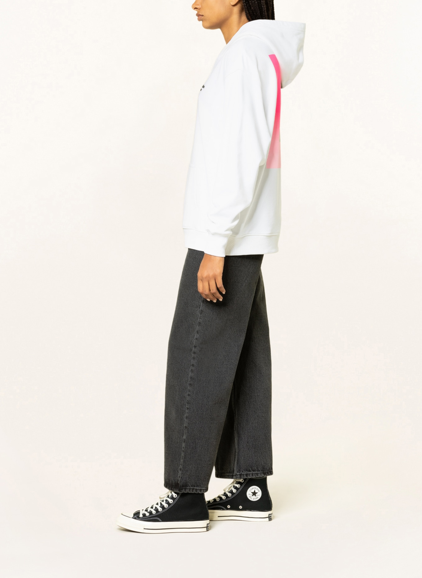 Calvin Klein Jeans Bluza z kapturem oversize , Kolor: BIAŁY/ JASKRAWY MOCNORÓŻOWY/ CZARNY (Obrazek 4)