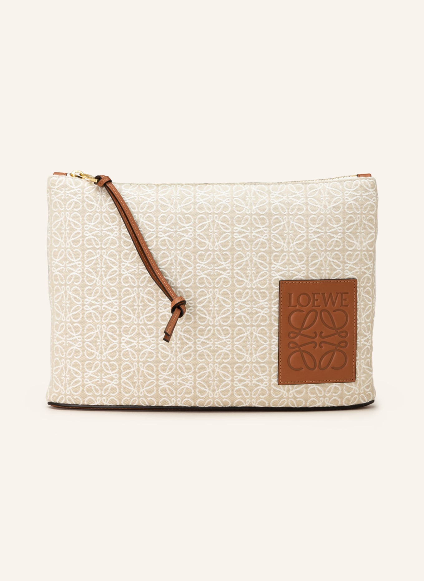 LOEWE Pouch ANAGRAM in creme weiss cognac