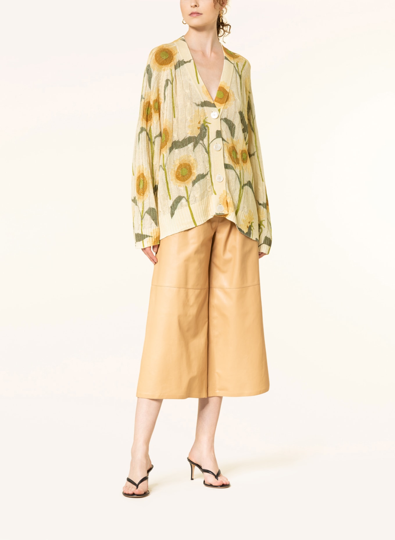 BERNADETTE Oversized cardigan ZURI in linen, Color: LIGHT YELLOW/ GREEN/ DARK ORANGE (Image 2)