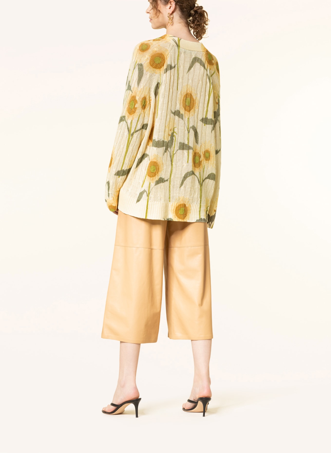 BERNADETTE Oversized cardigan ZURI in linen, Color: LIGHT YELLOW/ GREEN/ DARK ORANGE (Image 3)