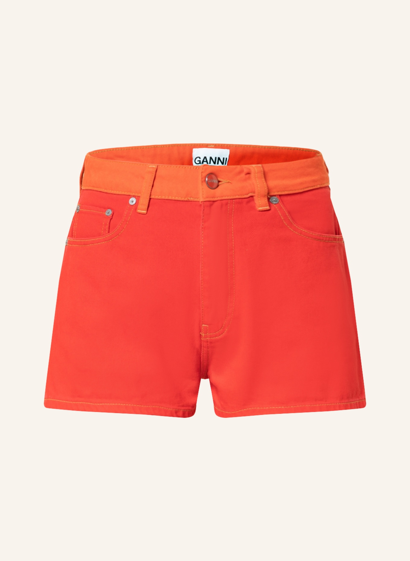GANNI Denim shorts, Color: RED (Image 1)