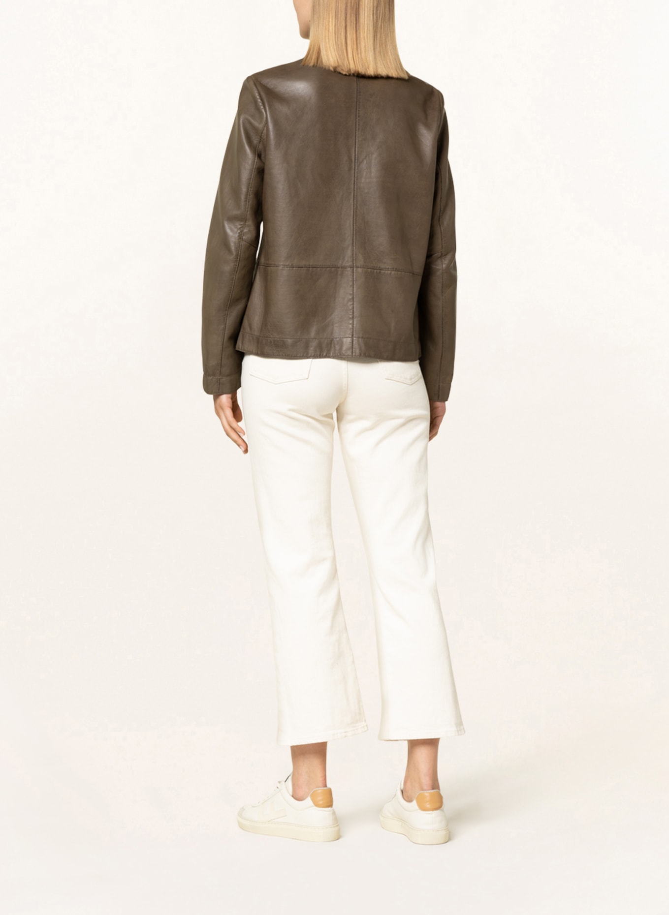 MILESTONE Leather jacket ARISTA, Color: KHAKI (Image 3)