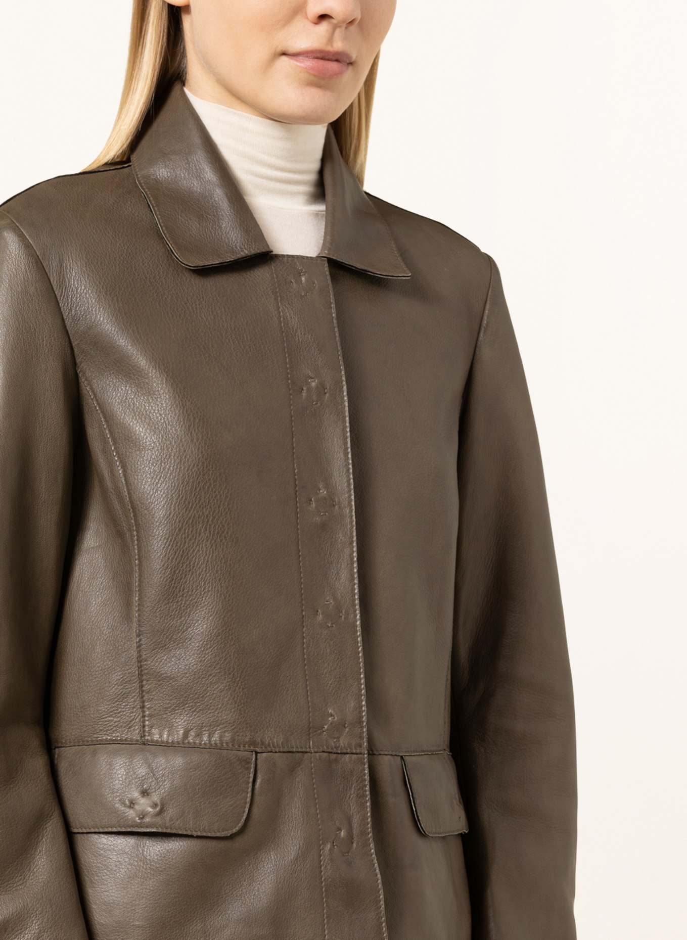 MILESTONE Leather jacket ARISTA, Color: KHAKI (Image 4)