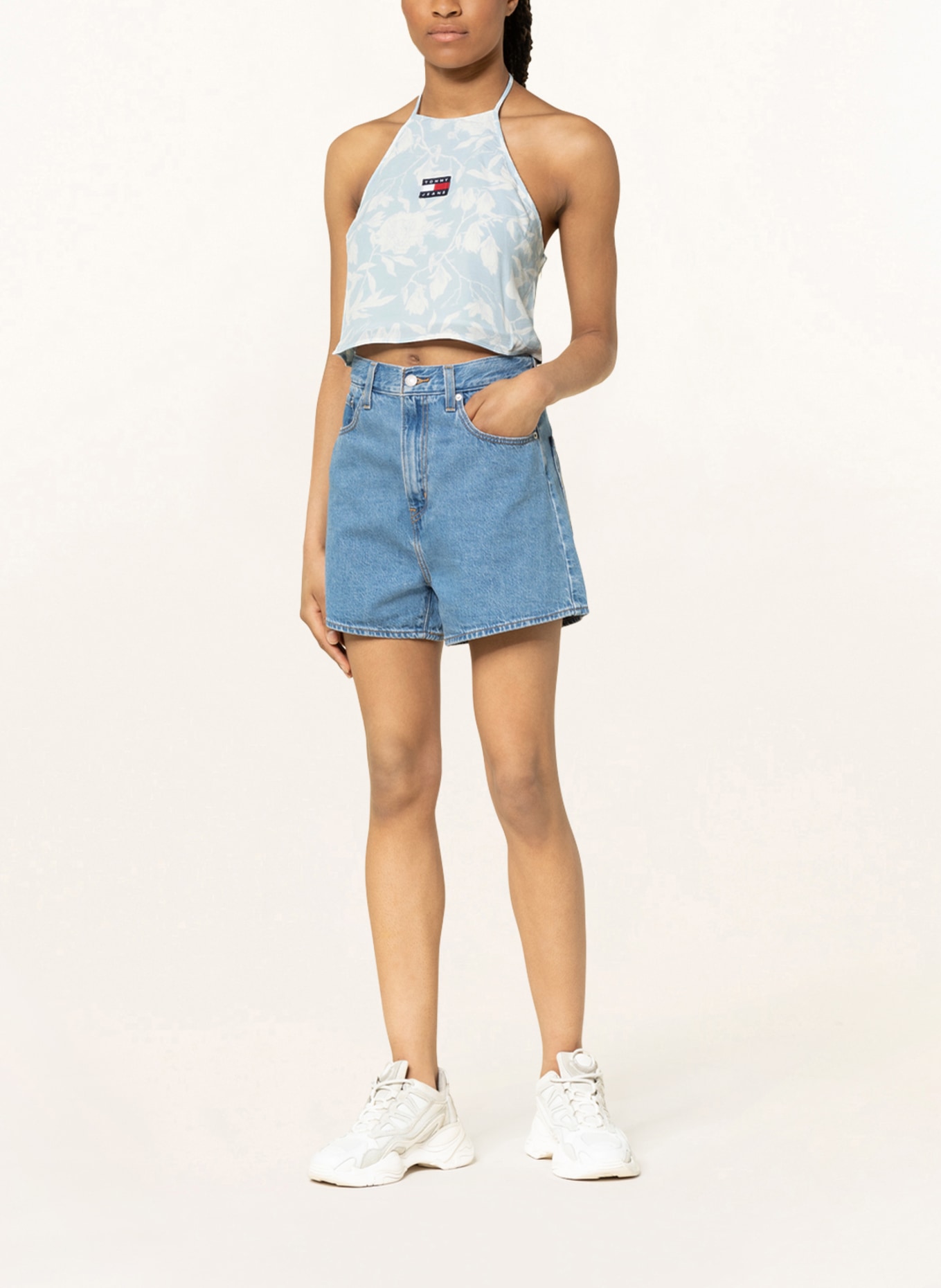 TOMMY JEANS Cropped top, Color: LIGHT BLUE/ WHITE (Image 2)