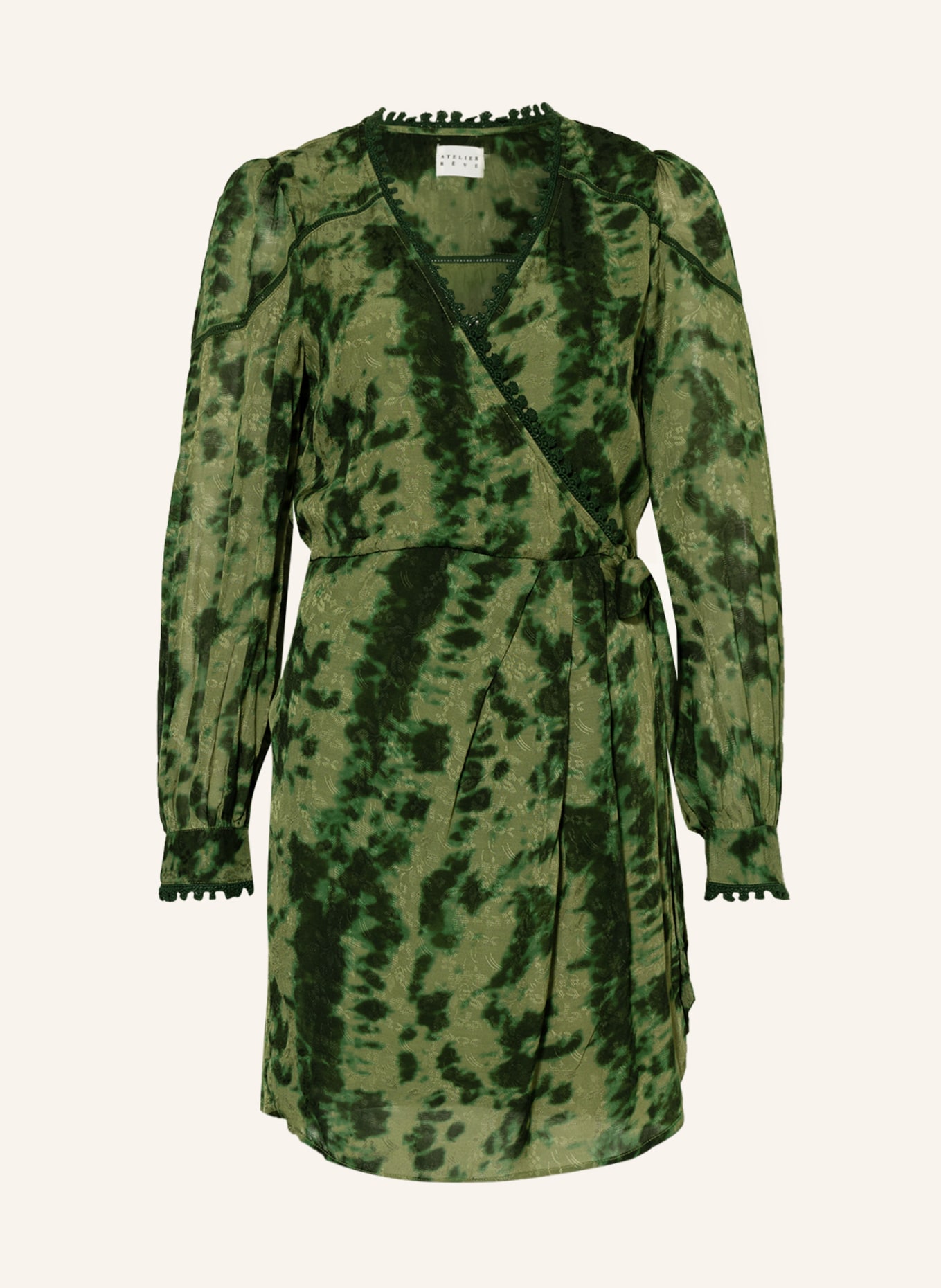 ICHI Wrap dress IRGENEVA, Color: GREEN/ DARK GREEN (Image 1)