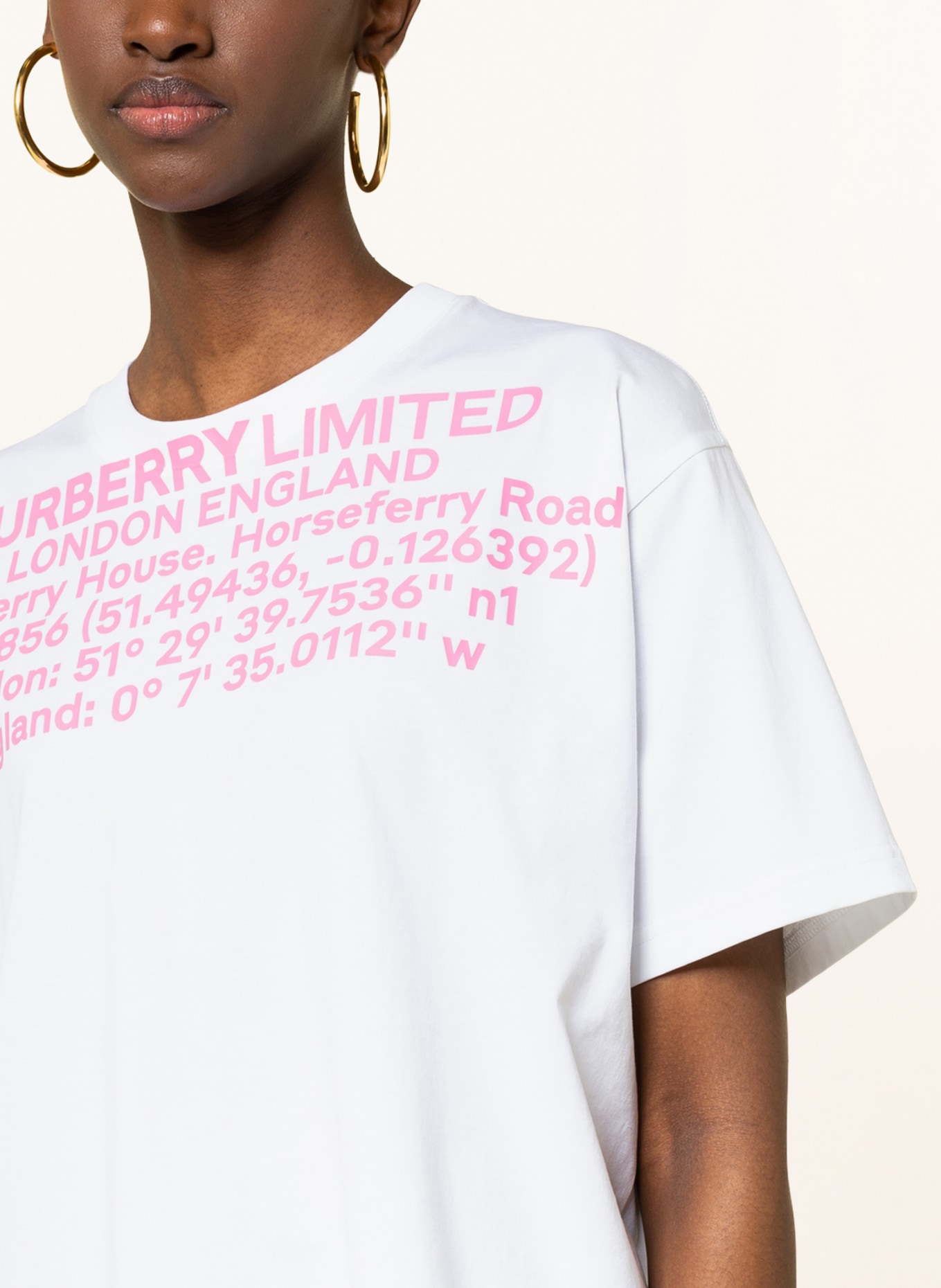 BURBERRY T-shirt CARRICK, Kolor: BIAŁY/ MOCNORÓŻOWY (Obrazek 4)