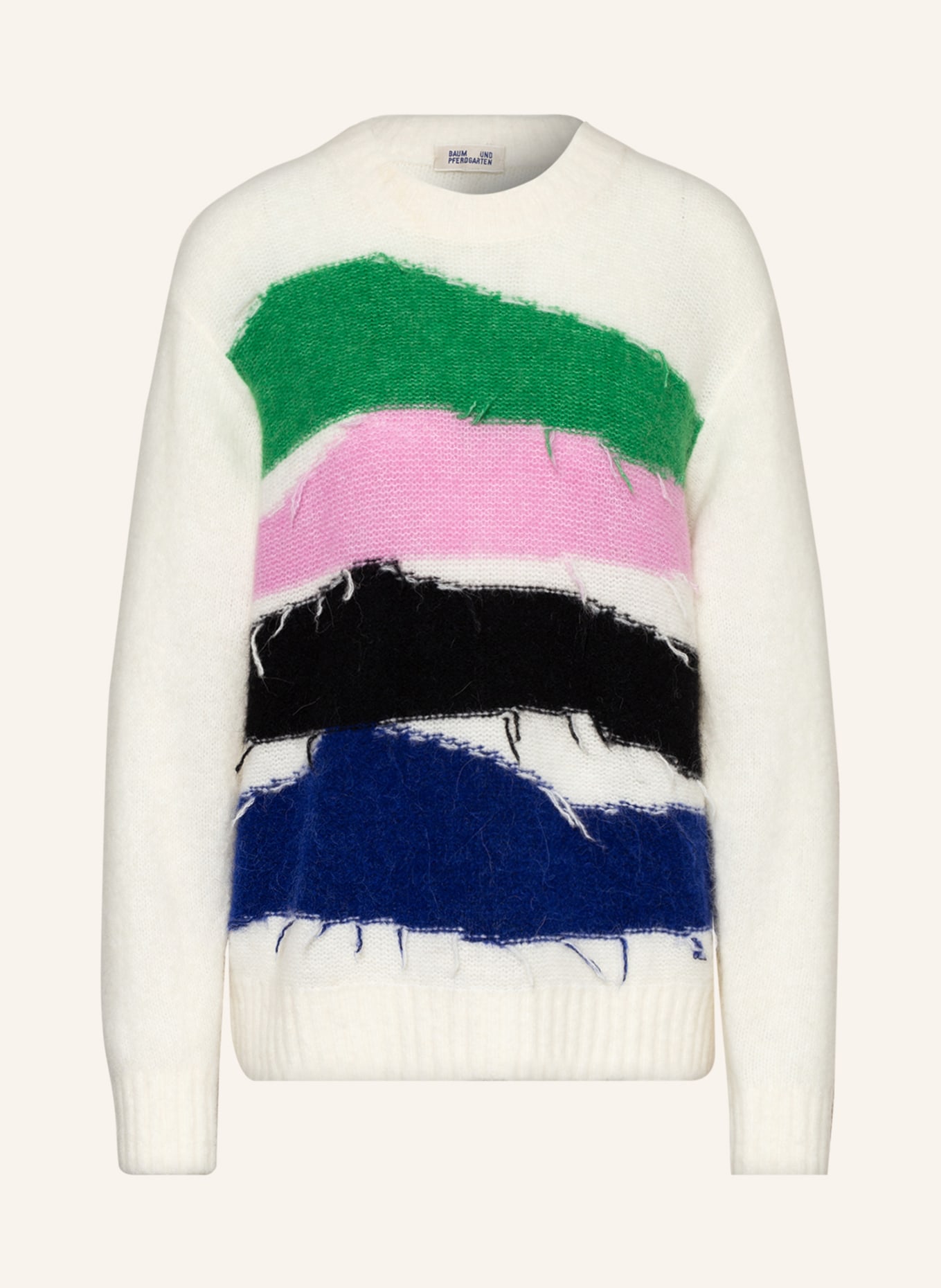 BAUM UND PFERDGARTEN Sweater CECILEE with alpaca , Color: ECRU/ LIGHT GREEN/ PINK (Image 1)