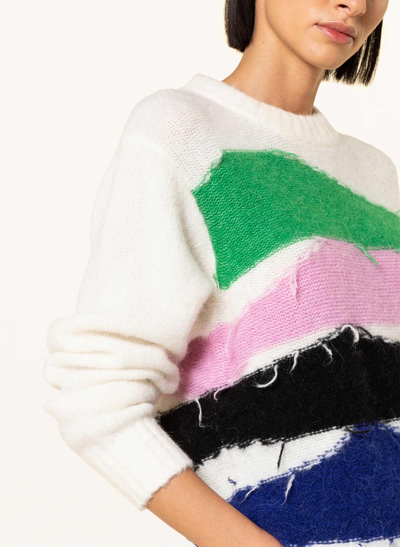 BAUM UND PFERDGARTEN Sweater CECILEE with alpaca , Color: ECRU/ LIGHT GREEN/ PINK (Image 4)