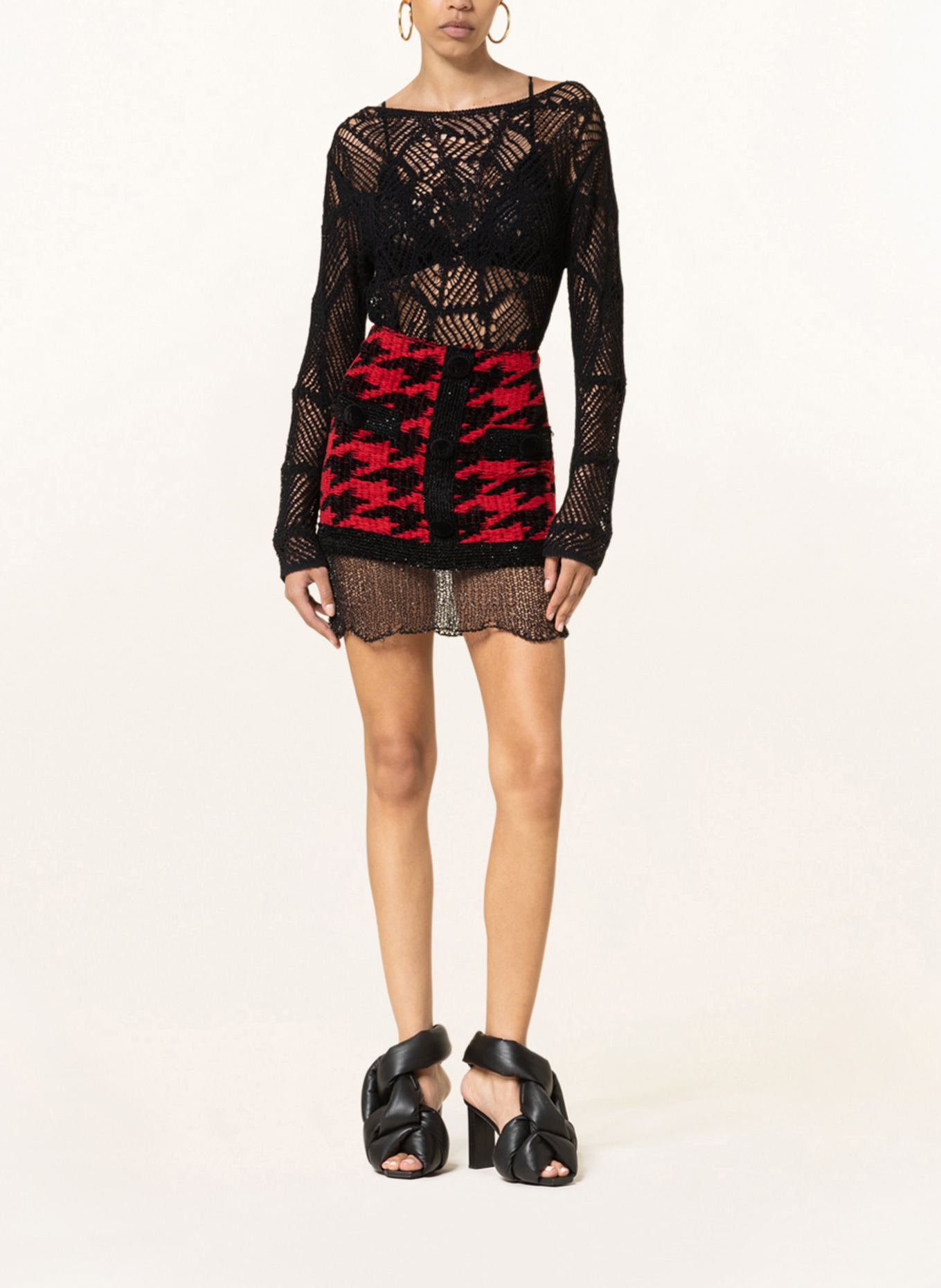 BALMAIN Skirt with sequins, Color: RED/ BLACK (Image 2)