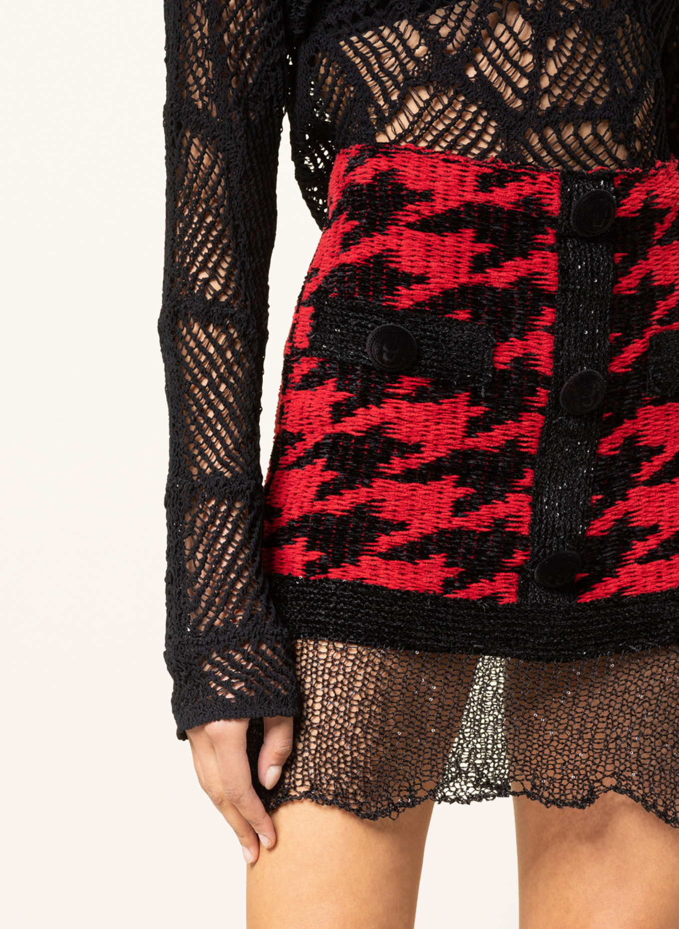 BALMAIN Skirt with sequins, Color: RED/ BLACK (Image 4)