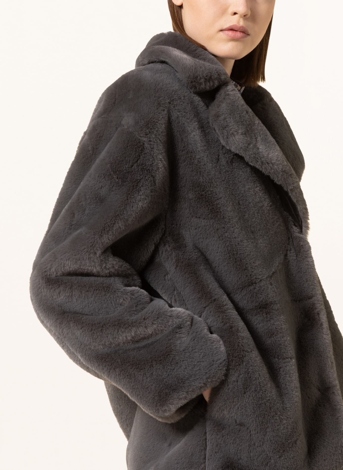 MRS & HUGS Faux fur jacket, Color: DARK GRAY (Image 4)