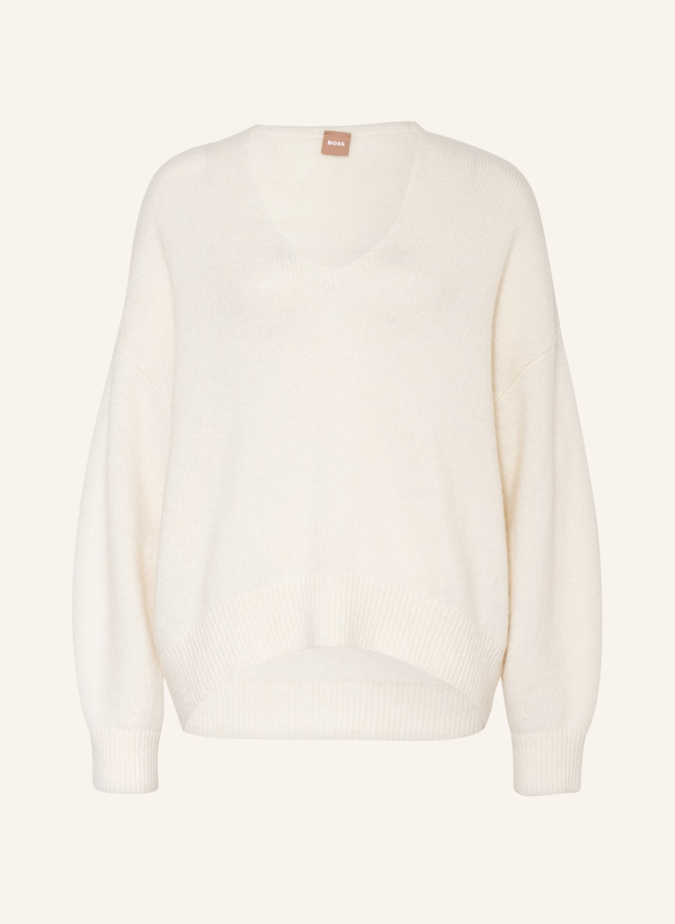 BOSS Sweter oversize FONDIANAN z dodatkiem alpaki, Kolor: KREMOWY (Obrazek 1)