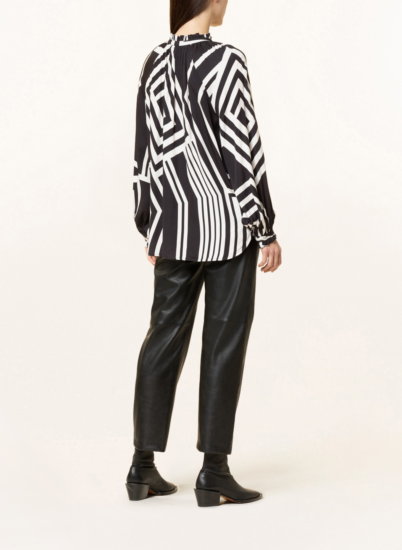 TONNO & PANNA Blouse-style shirt HERMINE with ruffles, Color: BLACK/ WHITE (Image 3)