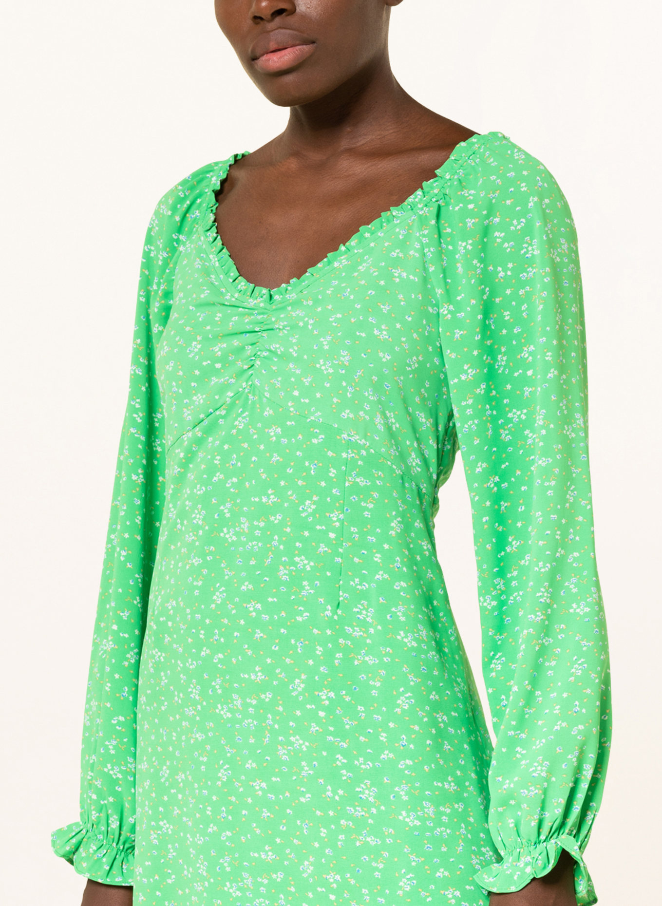 NEO NOIR Dress MALLA with ruffles , Color: GREEN (Image 4)