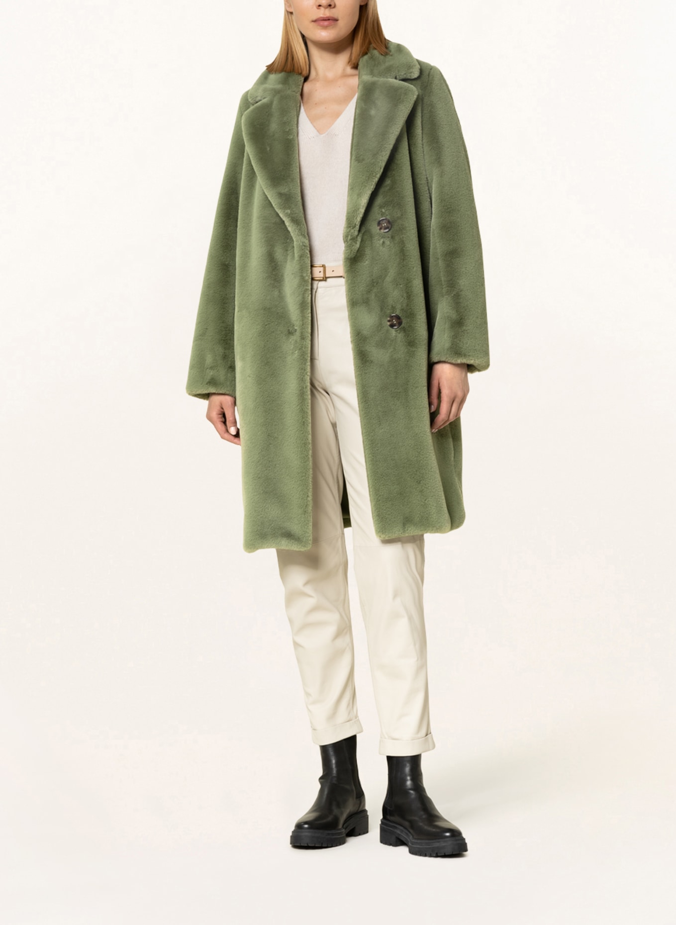 MILESTONE Faux fur coat ALYSSA, Color: OLIVE (Image 2)