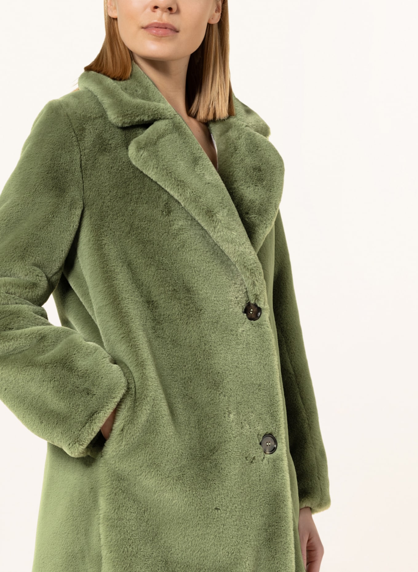 MILESTONE Faux fur coat ALYSSA, Color: OLIVE (Image 4)