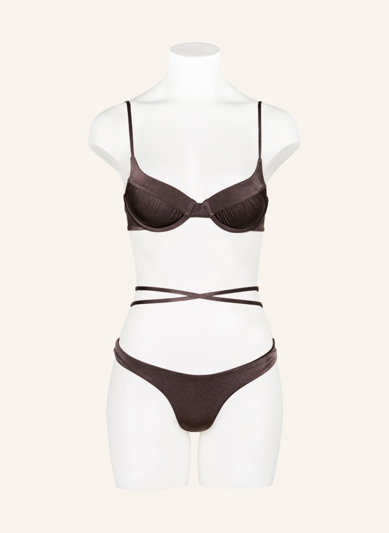 espadrij l'originale Underwired bikini top CLARA, Color: DARK BROWN (Image 2)