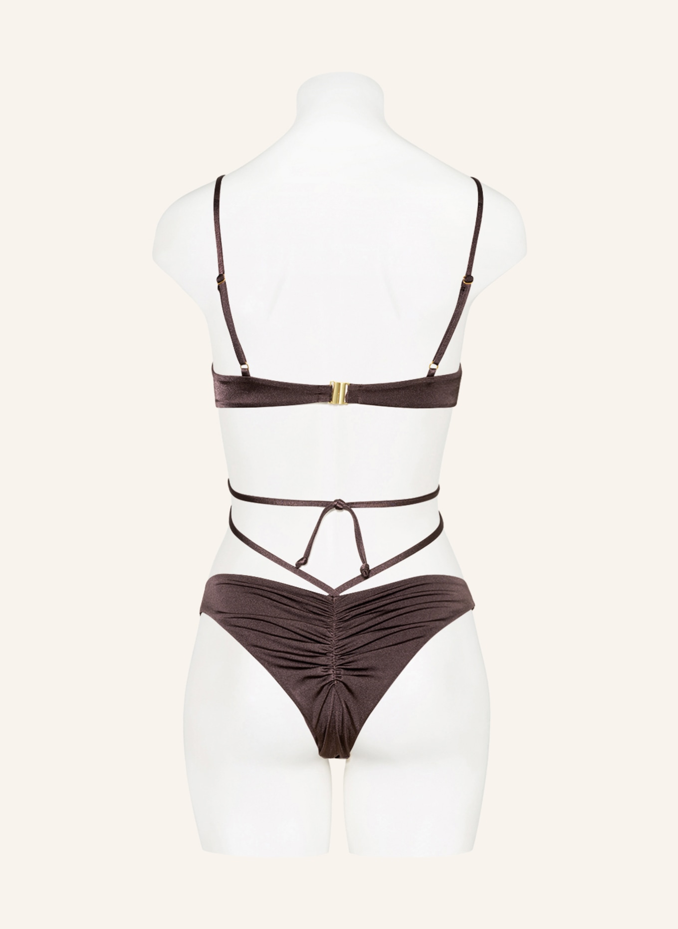 espadrij l'originale Underwired bikini top CLARA, Color: DARK BROWN (Image 3)