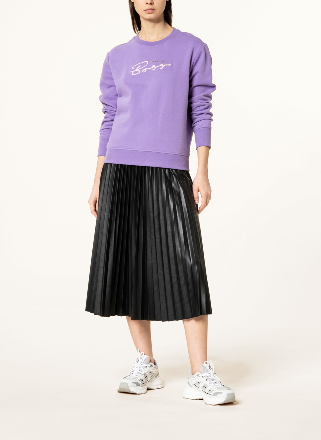 BOSS Pleated skirt VAPLITA in leather look , Color: BLACK (Image 2)