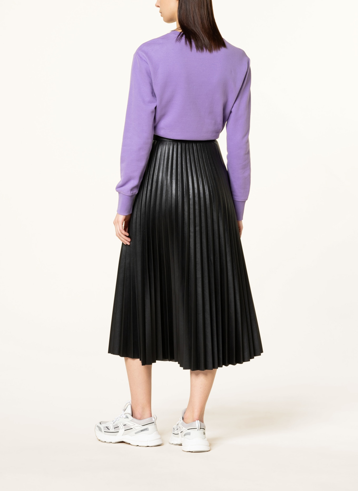 BOSS Pleated skirt VAPLITA in leather look , Color: BLACK (Image 3)