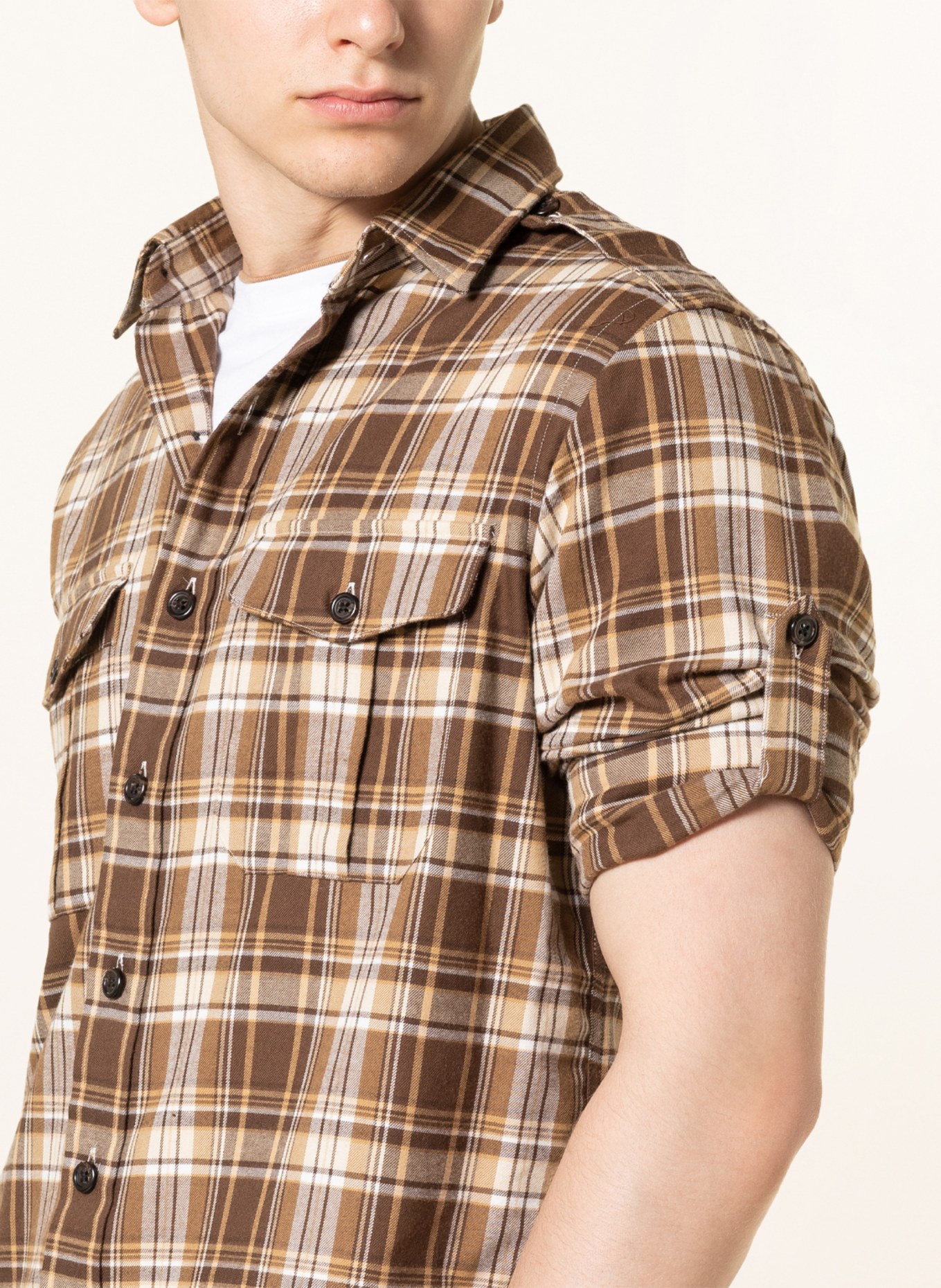 POLO RALPH LAUREN Flannel shirt classic fit, Color: CAMEL/ BROWN/ ECRU (Image 4)
