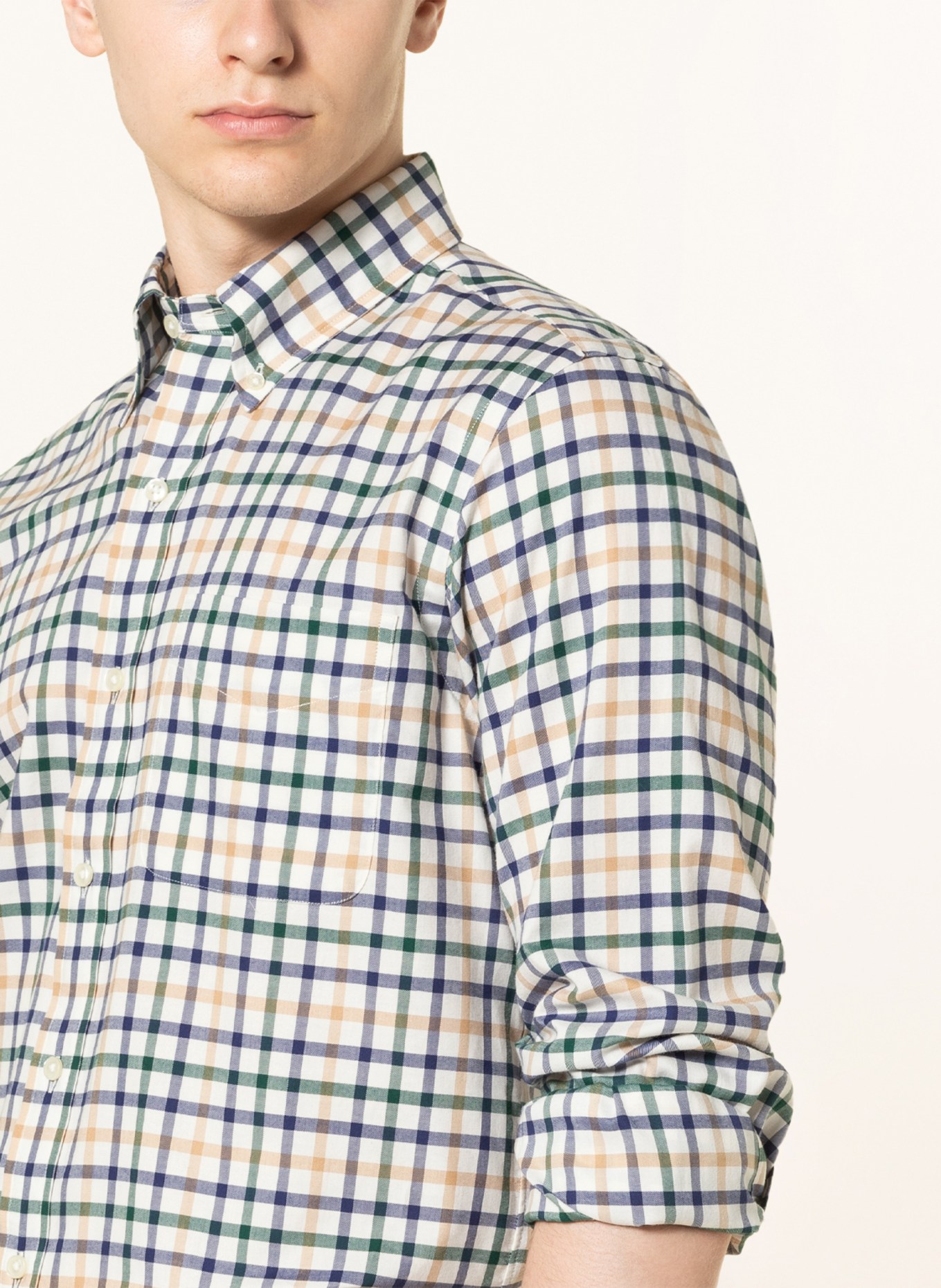 POLO RALPH LAUREN Shirt custom fit, Color: WHITE/ DARK BLUE/ DARK GREEN (Image 4)