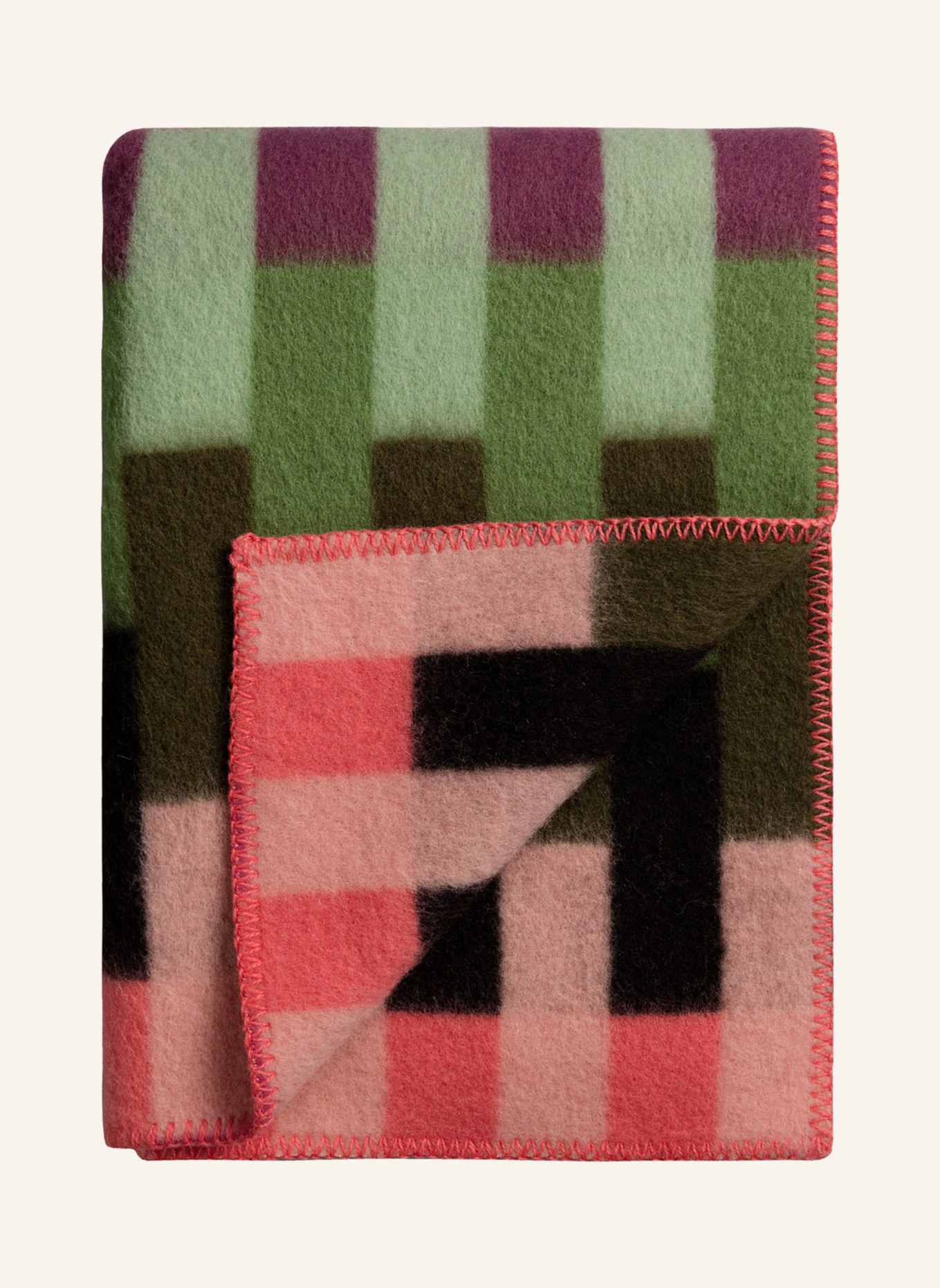 Røros Tweed Tweed-Plaid ÅSMUND, Farbe: SCHWARZ/ GRÜN/ ROSA (Bild 1)