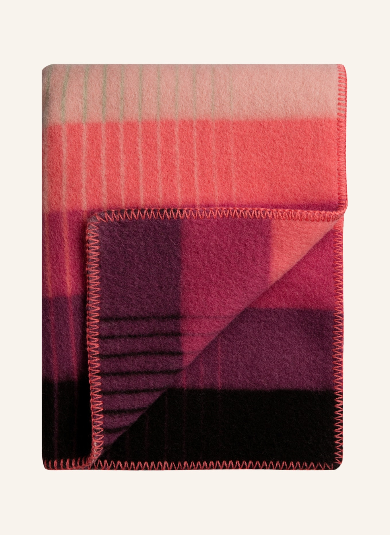 Røros Tweed Tweed-Plaid ÅSMUND, Farbe: DUNKELROT/ HELLROT/ GRÜN (Bild 1)