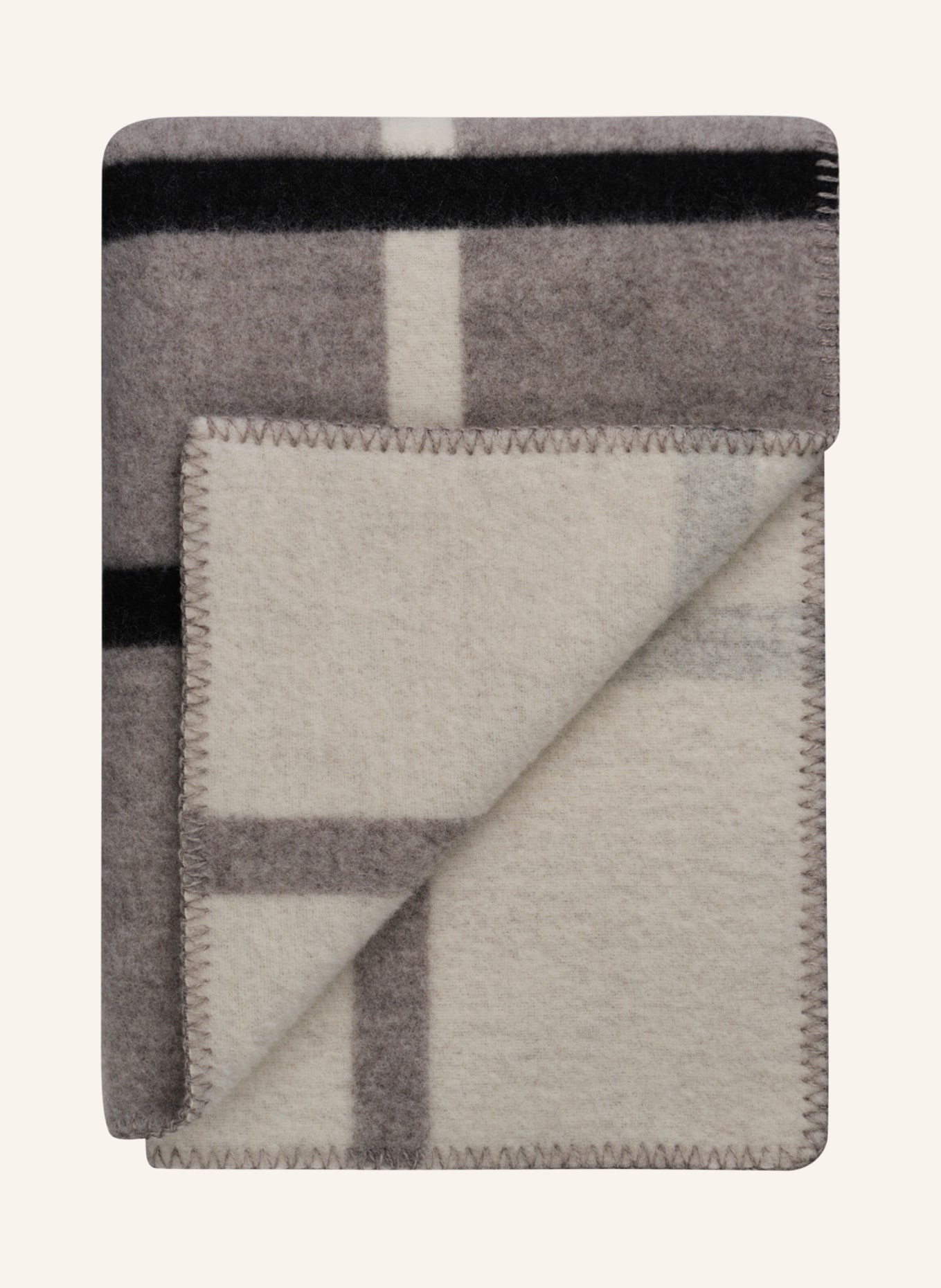 Røros Tweed Tweed-Plaid KNUT: SCHWARZ / WEISS / GRAU