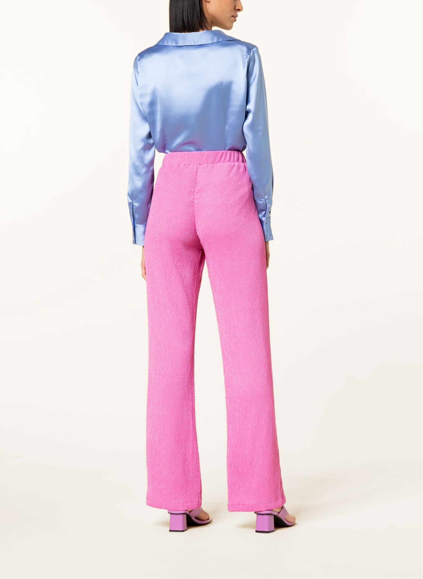 NEO NOIR Spodnie bootcut JONA, Kolor: MOCNORÓŻOWY (Obrazek 3)