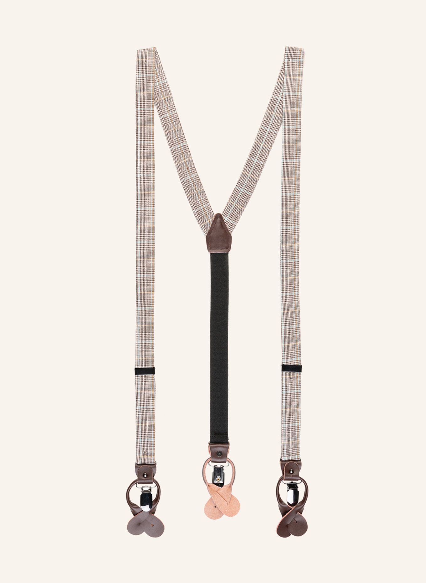 MONTI Set SANDRO: Suspenders, bow tie and pocket handkerchief , Color: DARK BROWN/ WHITE/ MINT (Image 4)