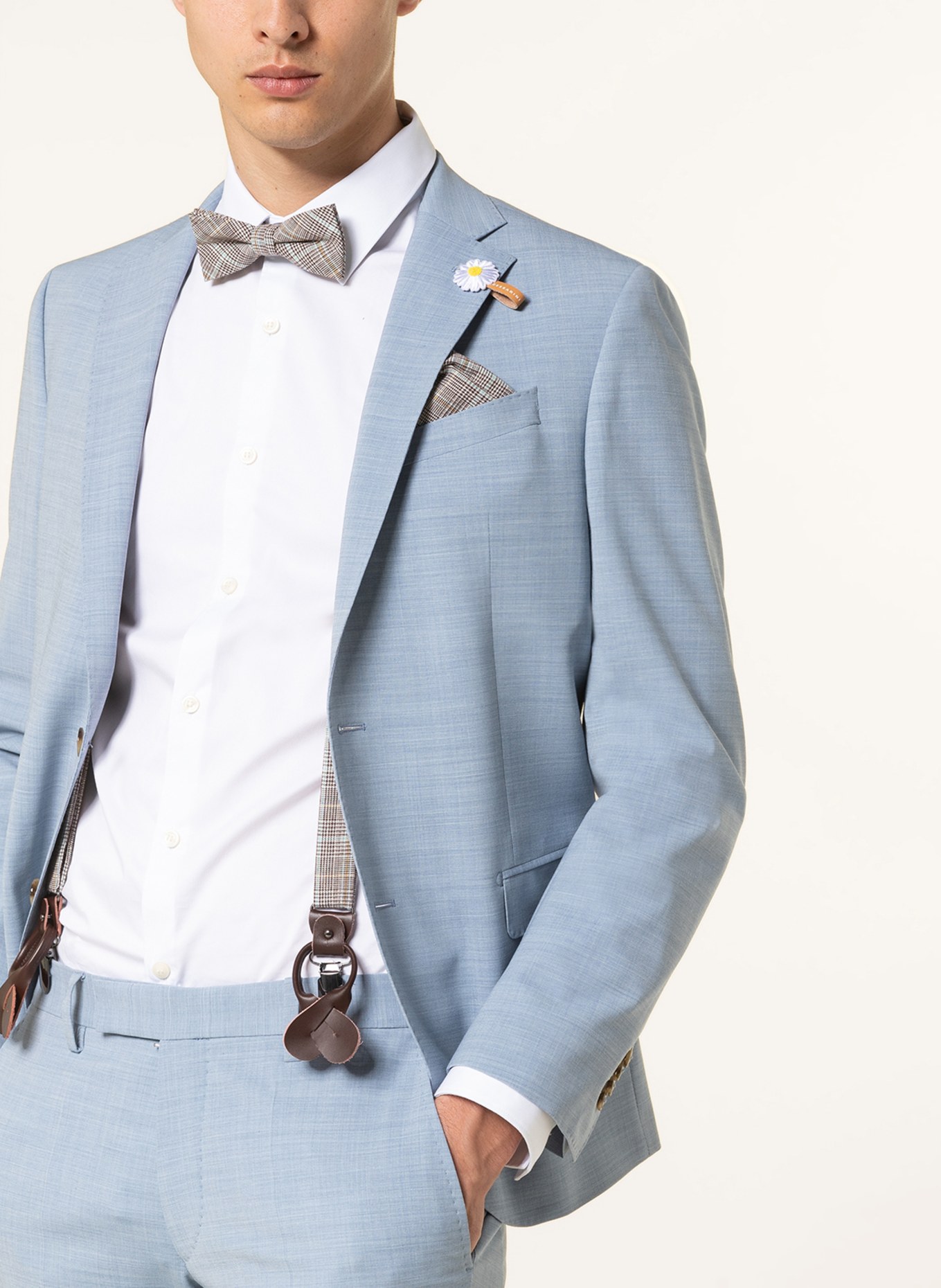 MONTI Set SANDRO: Suspenders, bow tie and pocket handkerchief , Color: DARK BROWN/ WHITE/ MINT (Image 5)
