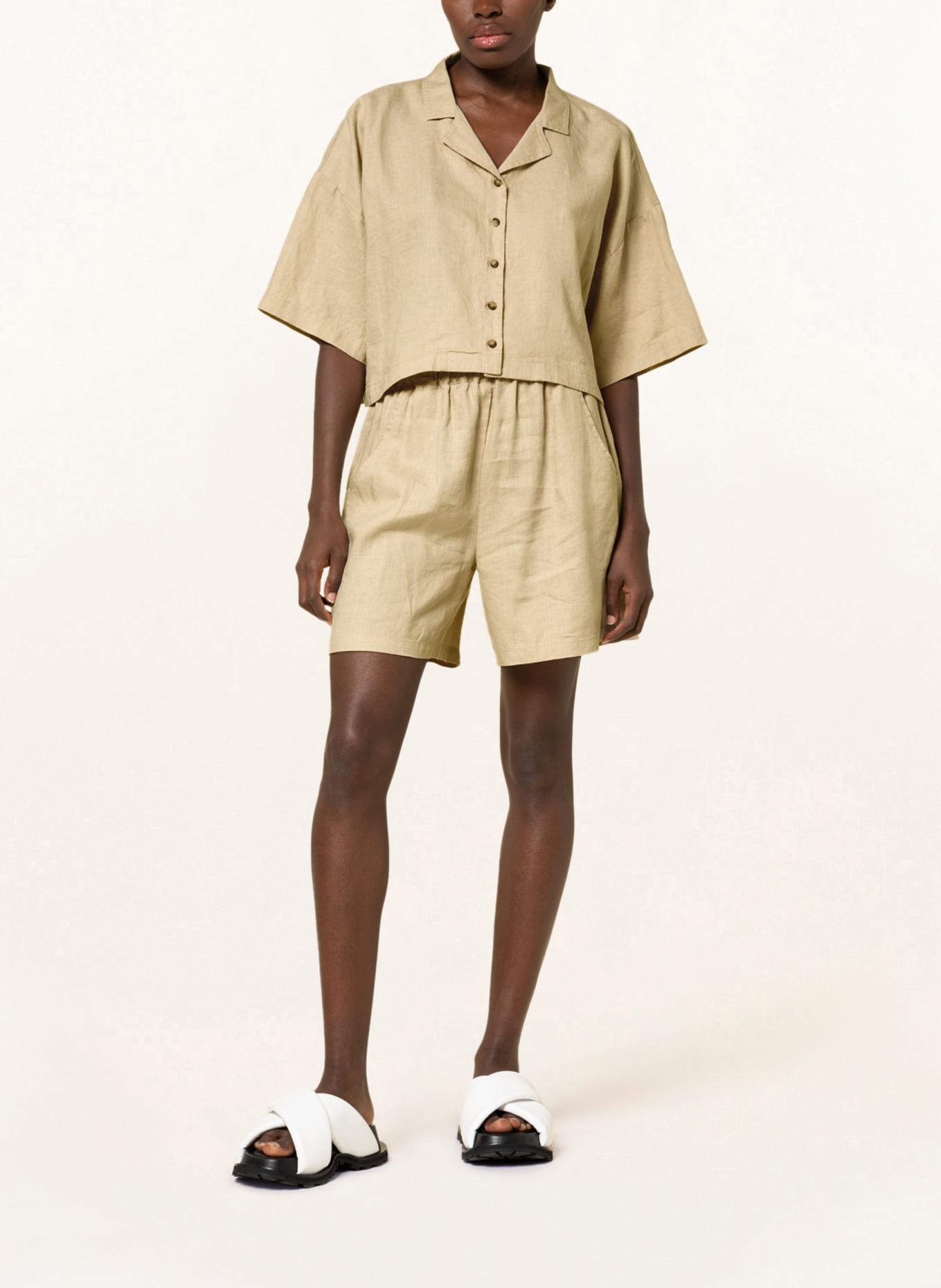 KARO KAUER Cropped-Bluse aus Leinen, Farbe: BEIGE (Bild 2)